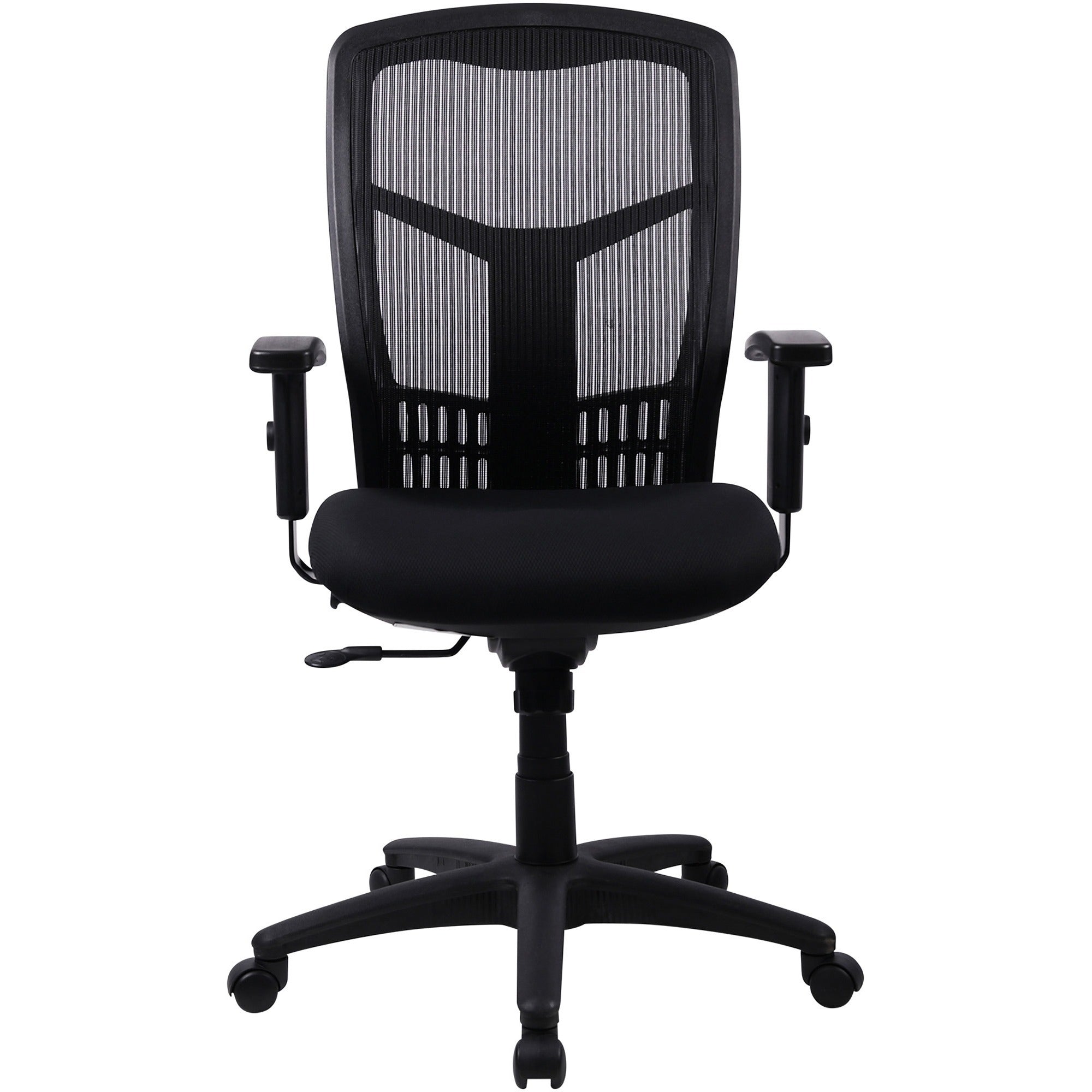Lorell Executive Mesh High-back Swivel Chair - Black Fabric Seat - Steel Frame - Black - 1 Each -