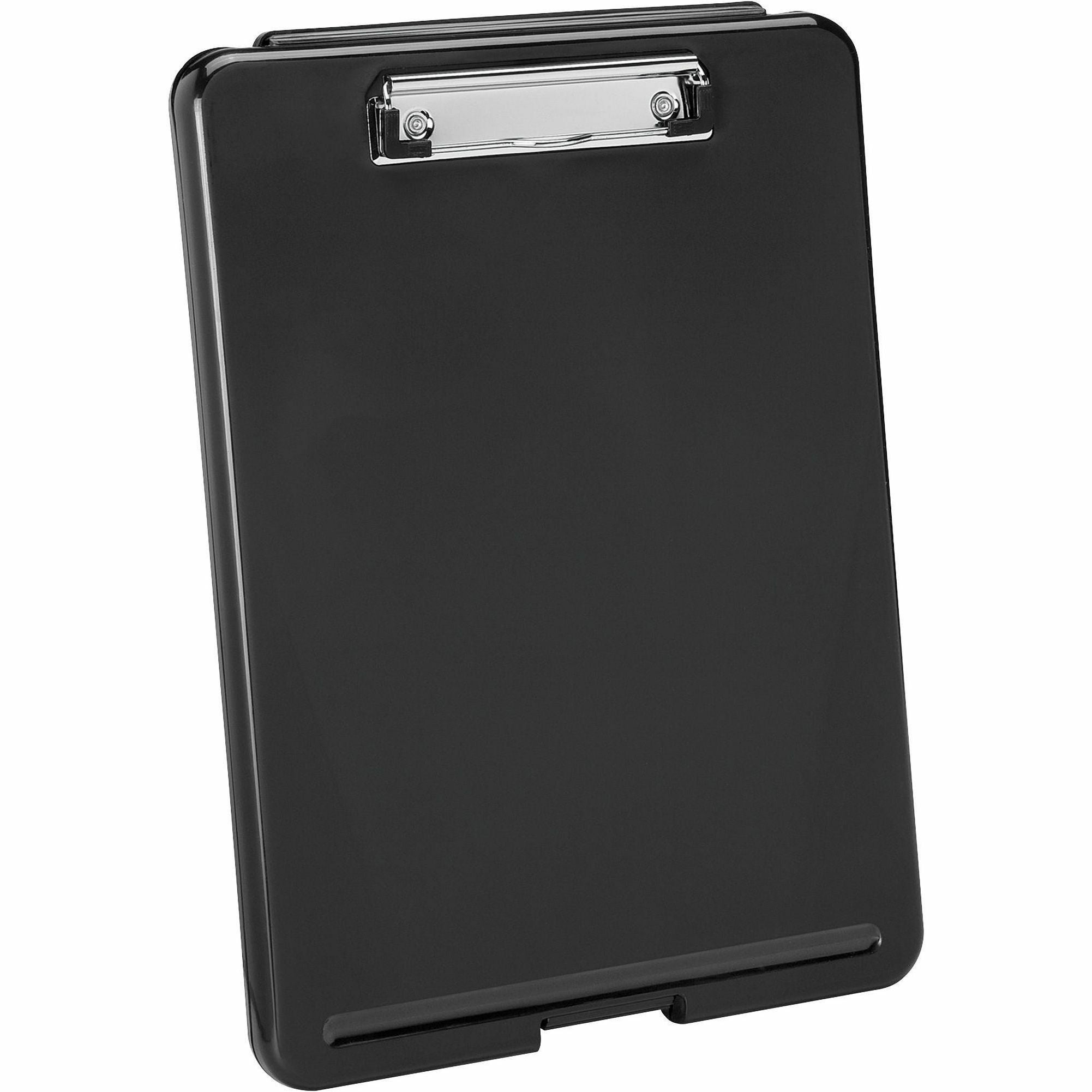 Business Source Storage Clipboard - 8 1/2" x 11" - Plastic - Black - 1 Each -