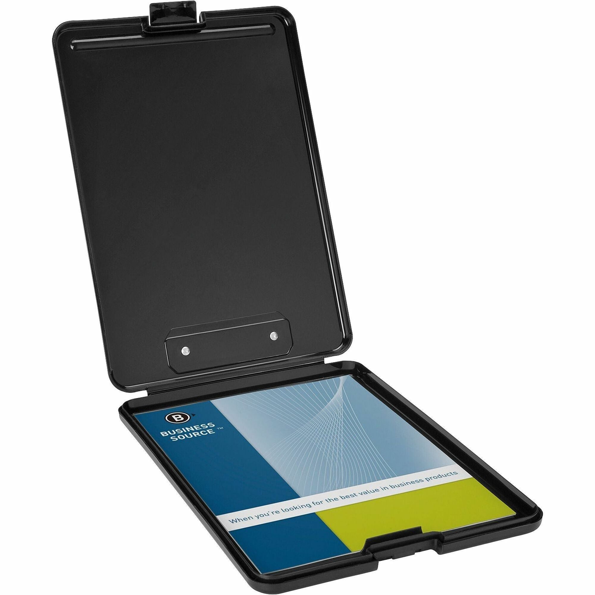 Business Source Storage Clipboard - 8 1/2" x 11" - Plastic - Black - 1 Each -