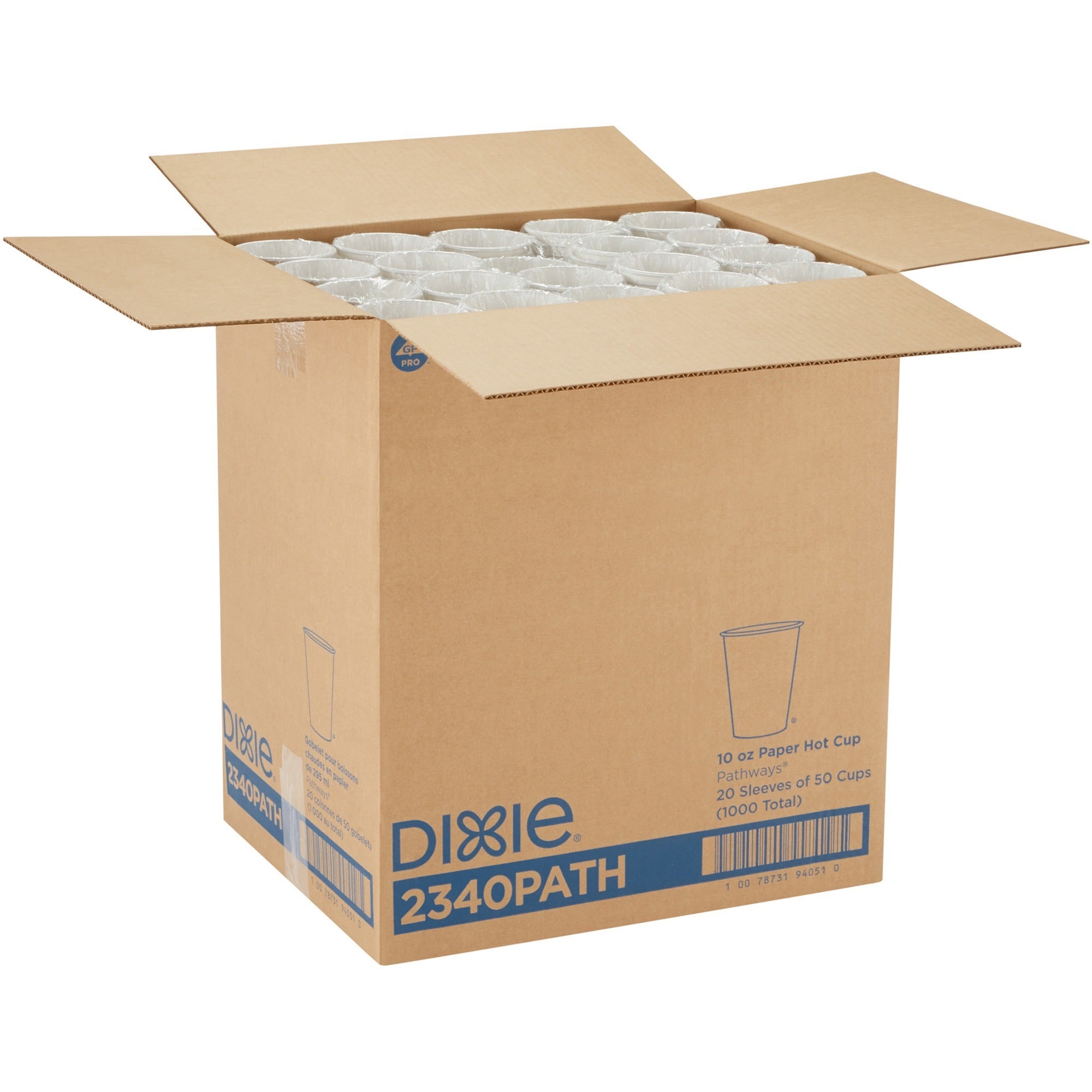 Dixie Pathways 10 oz Paper Hot Cups By GP Pro - 50 / Pack - 20 / Carton - White - Paper - Hot Drink -