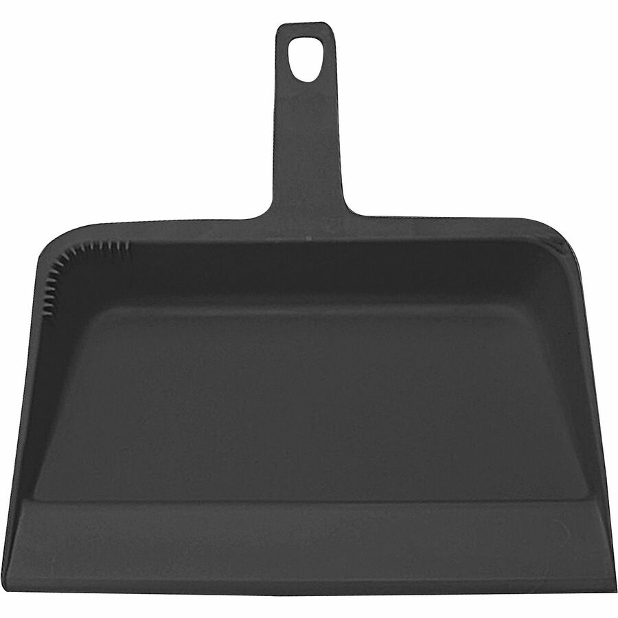 Genuine Joe Heavy-duty Plastic Dust Pan - 12" Wide - Plastic - Black - 1 Each -