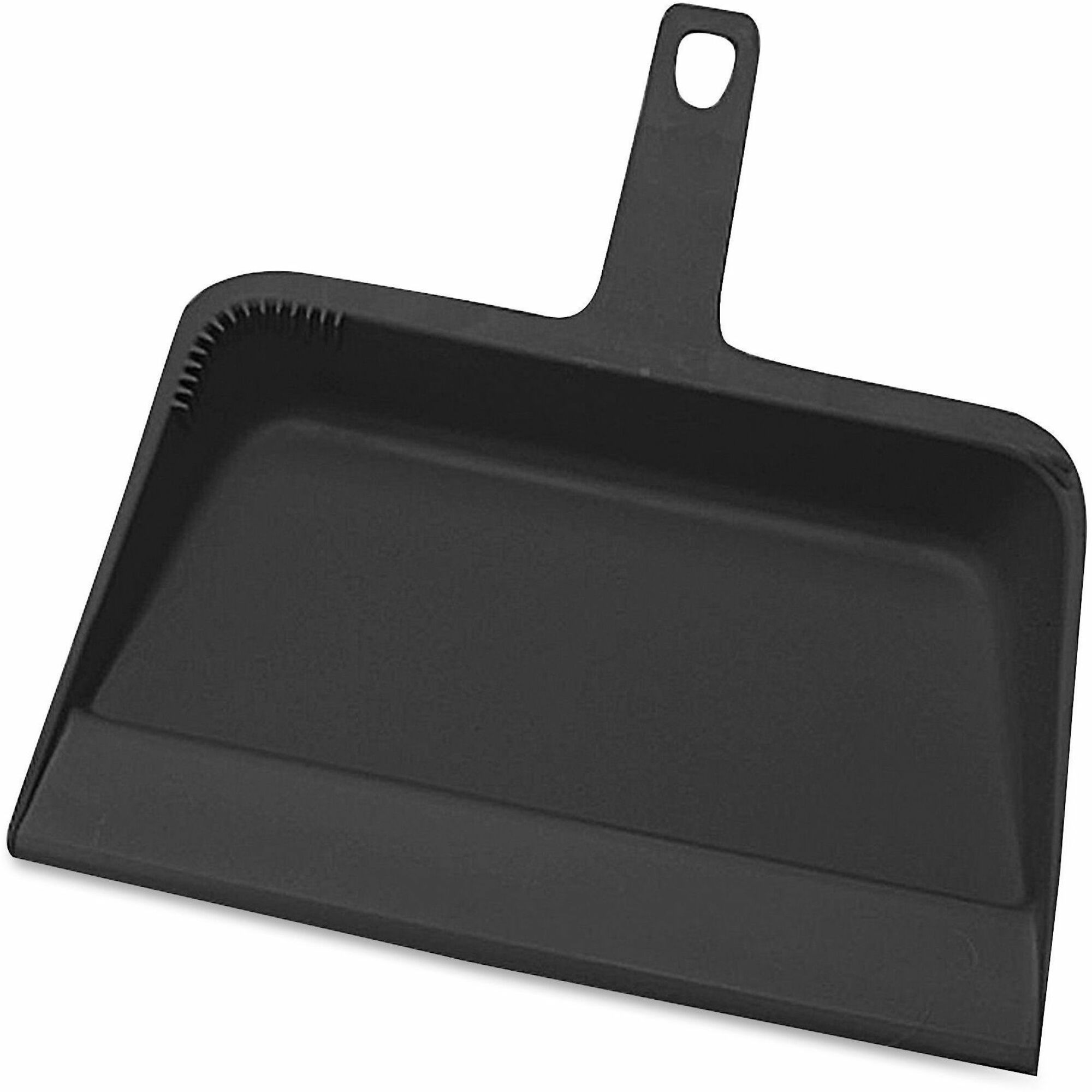 Genuine Joe Heavy-duty Plastic Dust Pan - 12" Wide - Plastic - Black - 1 Each -