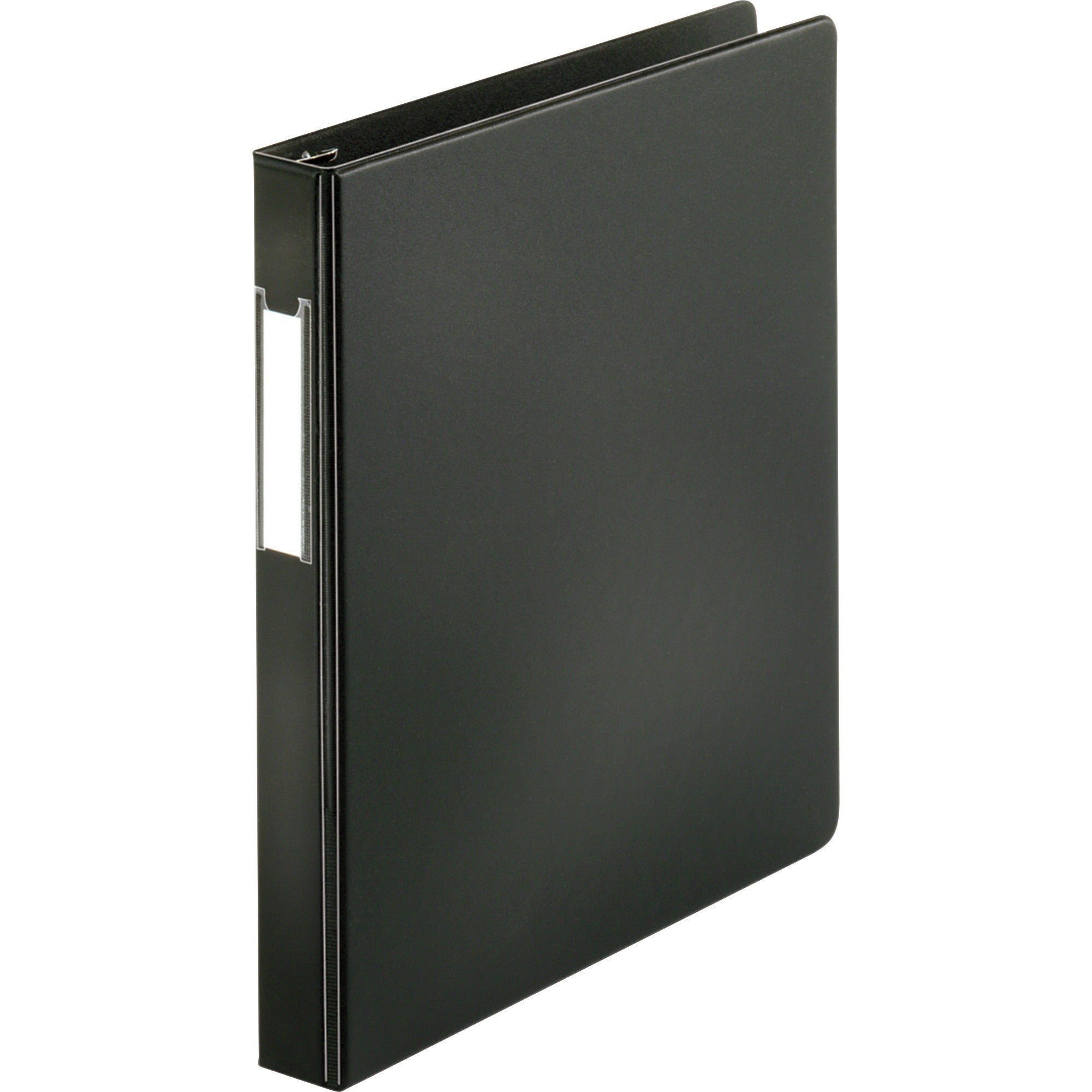 Business Source Slanted D-ring Binders - 1" Binder Capacity - 3 x D-Ring Fastener(s) - 2 Internal Pocket(s) - Chipboard, Polypropylene - Black - PVC-free, Non-stick, Spine Label, Gap-free Ring, Non-glare, Heavy Duty, Open and Closed Triggers - 1 Each -