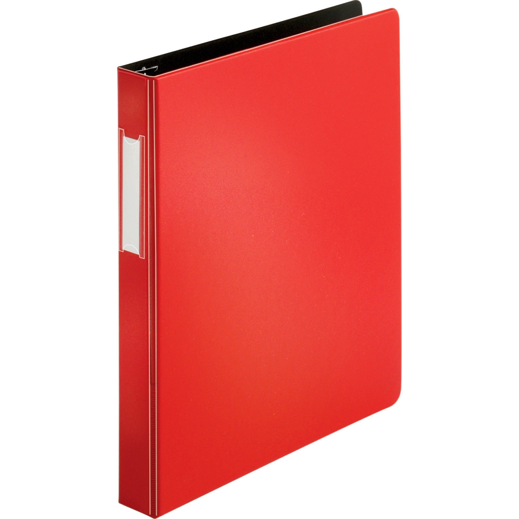 Business Source Slanted D-ring Binders - 1" Binder Capacity - 3 x D-Ring Fastener(s) - 2 Internal Pocket(s) - Chipboard, Polypropylene - Red - PVC-free, Non-stick, Spine Label, Gap-free Ring, Non-glare, Heavy Duty, Open and Closed Triggers - 1 Each -