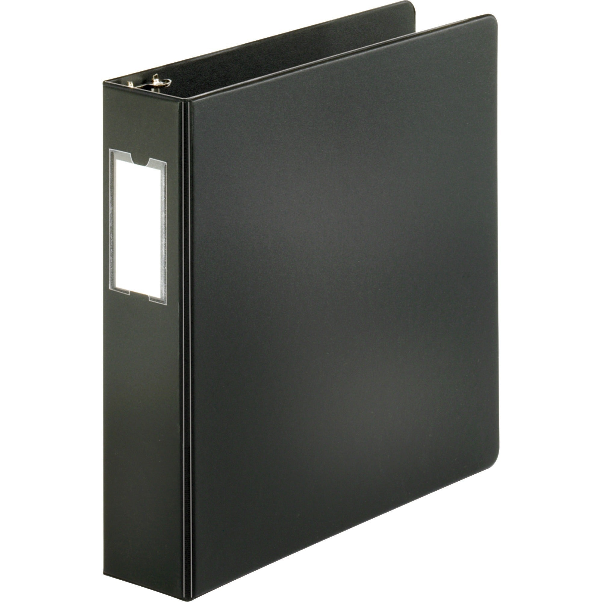 Business Source Slanted D-ring Binders - 2" Binder Capacity - 3 x D-Ring Fastener(s) - 2 Internal Pocket(s) - Chipboard, Polypropylene - Black - PVC-free, Non-stick, Spine Label, Gap-free Ring, Non-glare, Heavy Duty, Open and Closed Triggers - 1 Each -