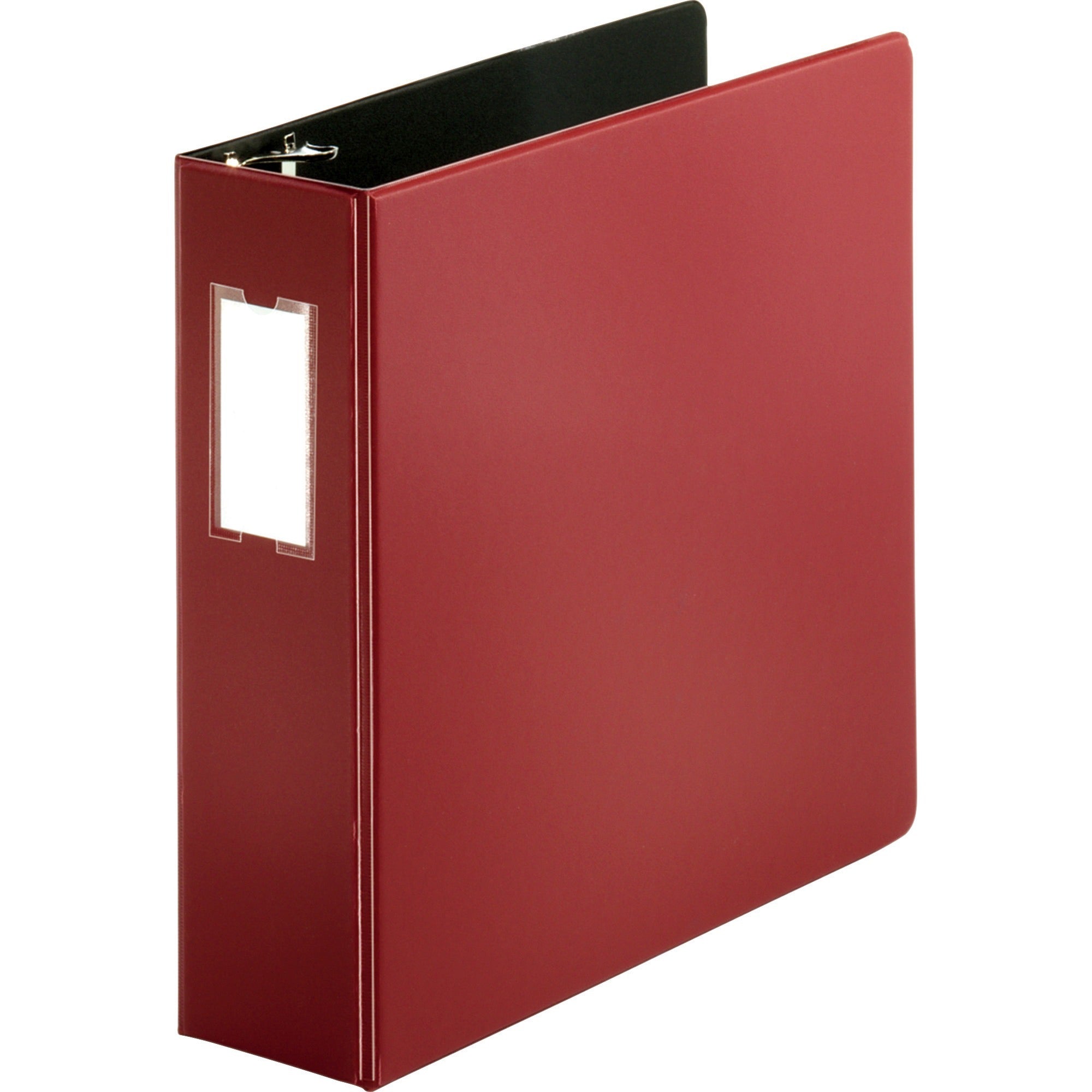 Business Source Slanted D-ring Binders - 3" Binder Capacity - 3 x D-Ring Fastener(s) - 2 Internal Pocket(s) - Chipboard, Polypropylene - Burgundy - PVC-free, Non-stick, Spine Label, Gap-free Ring, Non-glare, Heavy Duty, Open and Closed Triggers - 1 E -