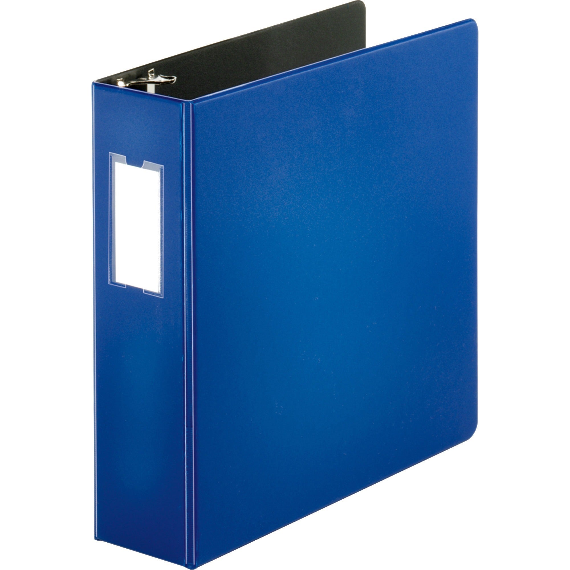 Business Source Slanted D-ring Binders - 3" Binder Capacity - 3 x D-Ring Fastener(s) - 2 Internal Pocket(s) - Chipboard, Polypropylene - Blue - PVC-free, Non-stick, Spine Label, Gap-free Ring, Non-glare, Heavy Duty, Open and Closed Triggers - 1 Each -