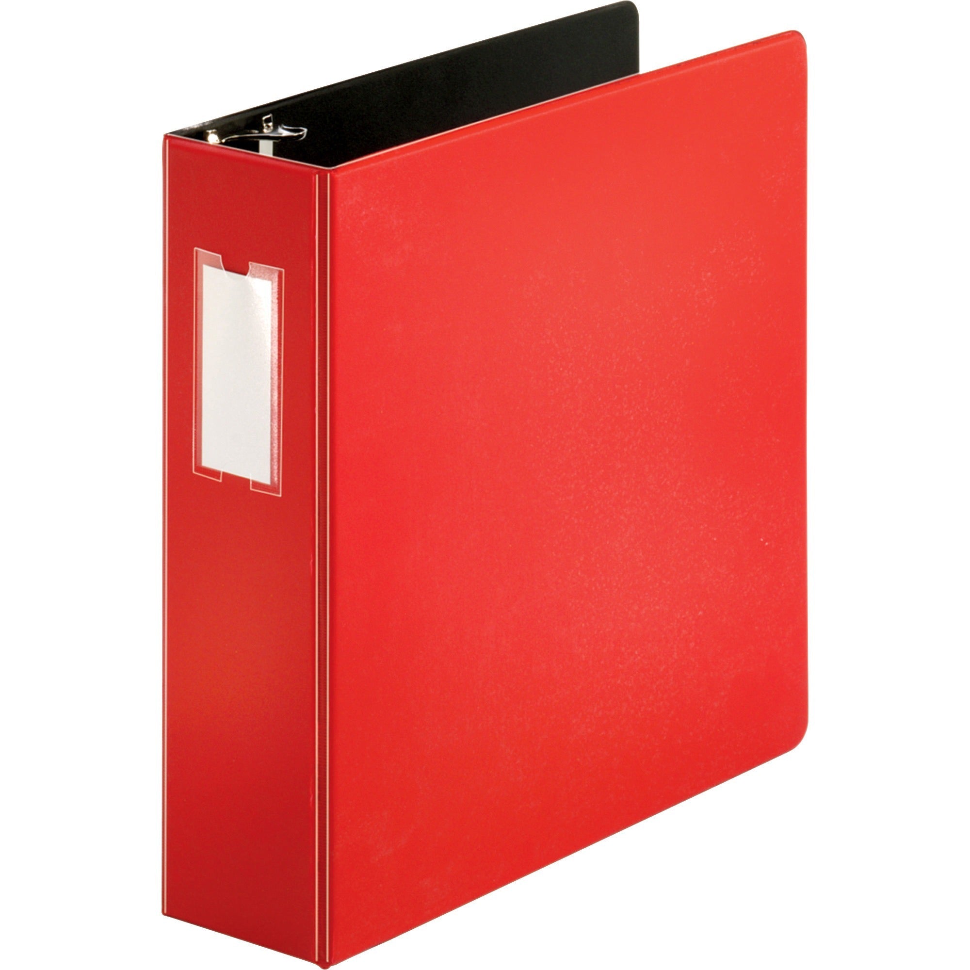 Business Source Slanted D-ring Binders - 3" Binder Capacity - 3 x D-Ring Fastener(s) - 2 Internal Pocket(s) - Chipboard, Polypropylene - Red - PVC-free, Non-stick, Spine Label, Gap-free Ring, Non-glare, Heavy Duty, Open and Closed Triggers - 1 Each -