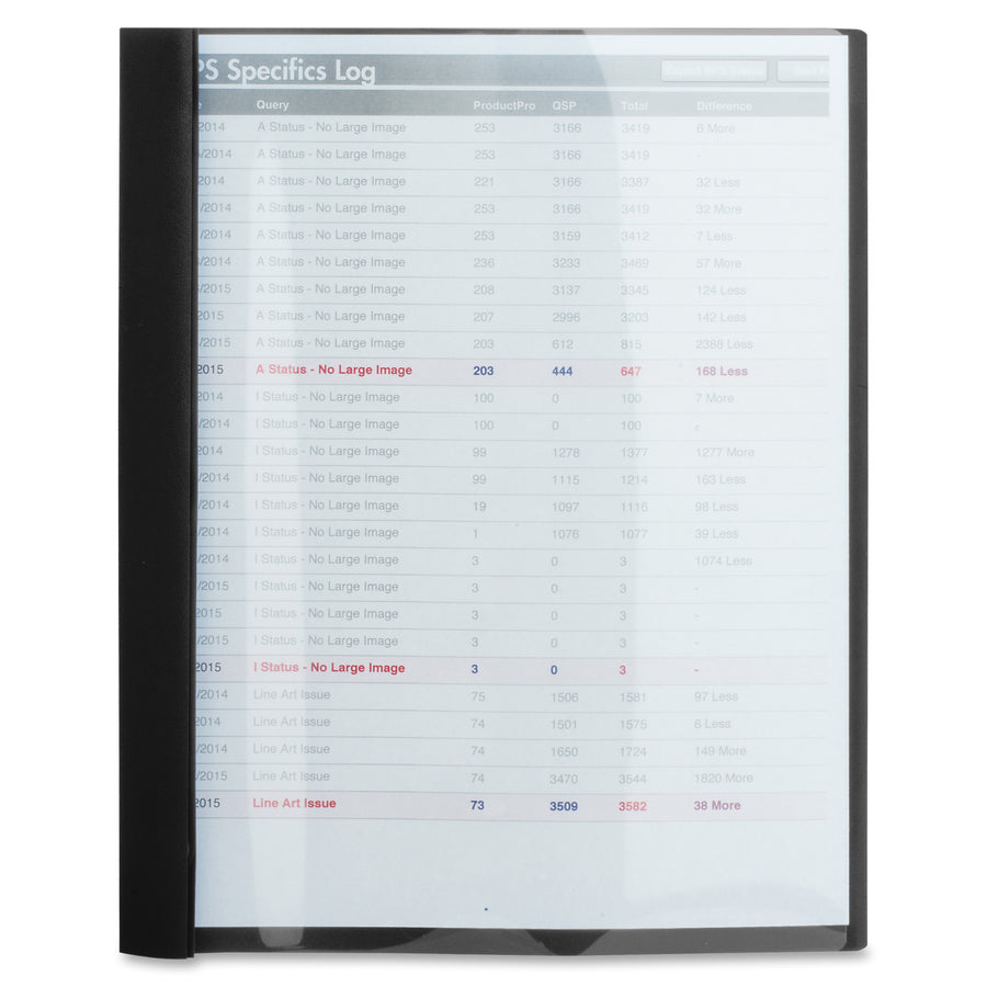 Business Source Letter Report Cover - 1/2" Folder Capacity - 8 1/2" x 11" - 100 Sheet Capacity - 3 x Prong Fastener(s) - Black - 25 / Box -