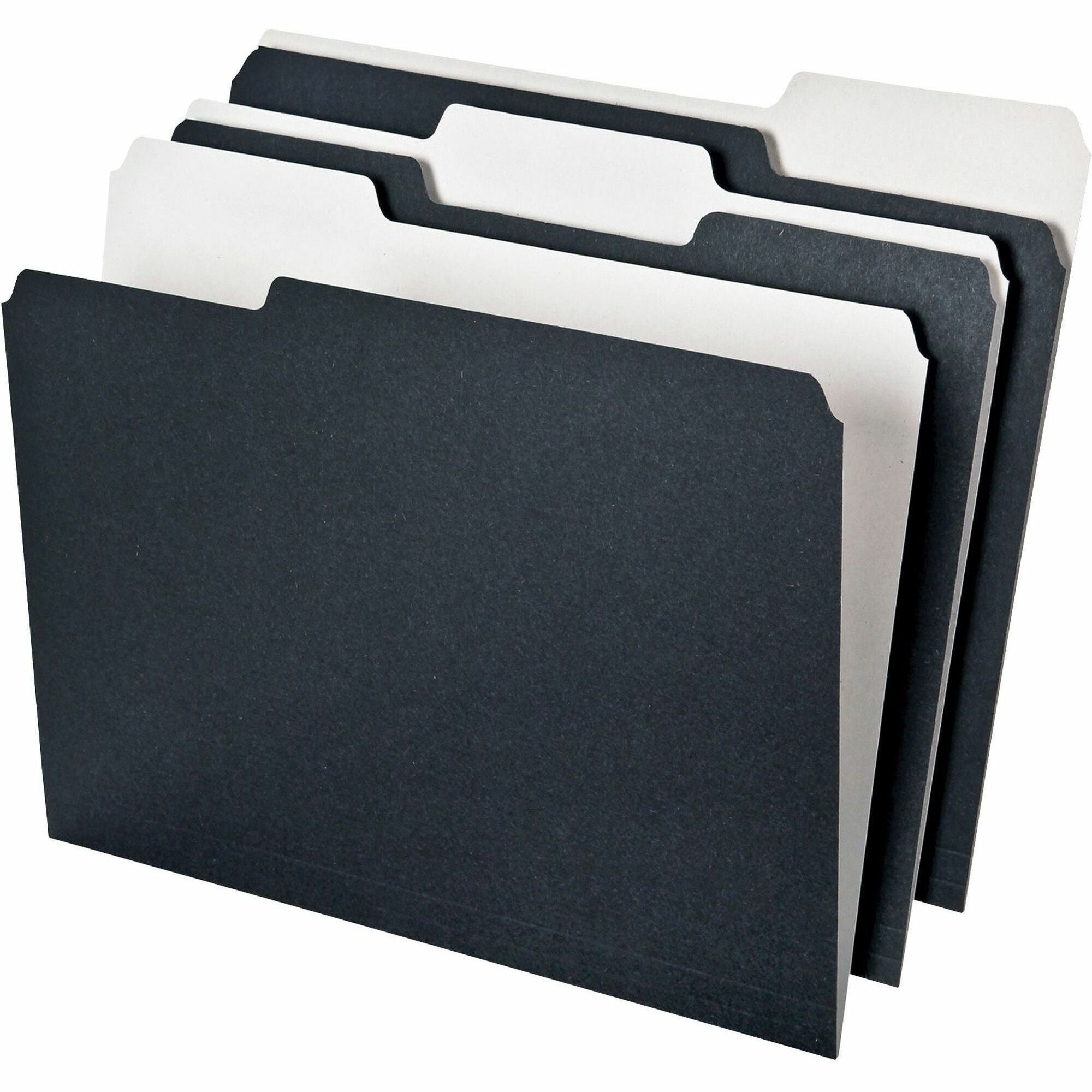 Pendaflex 1/3 Tab Cut Recycled Top Tab File Folder - Top Tab Location - Assorted Position Tab Position - Black, White - 100% Recycled - 50 / Pack -