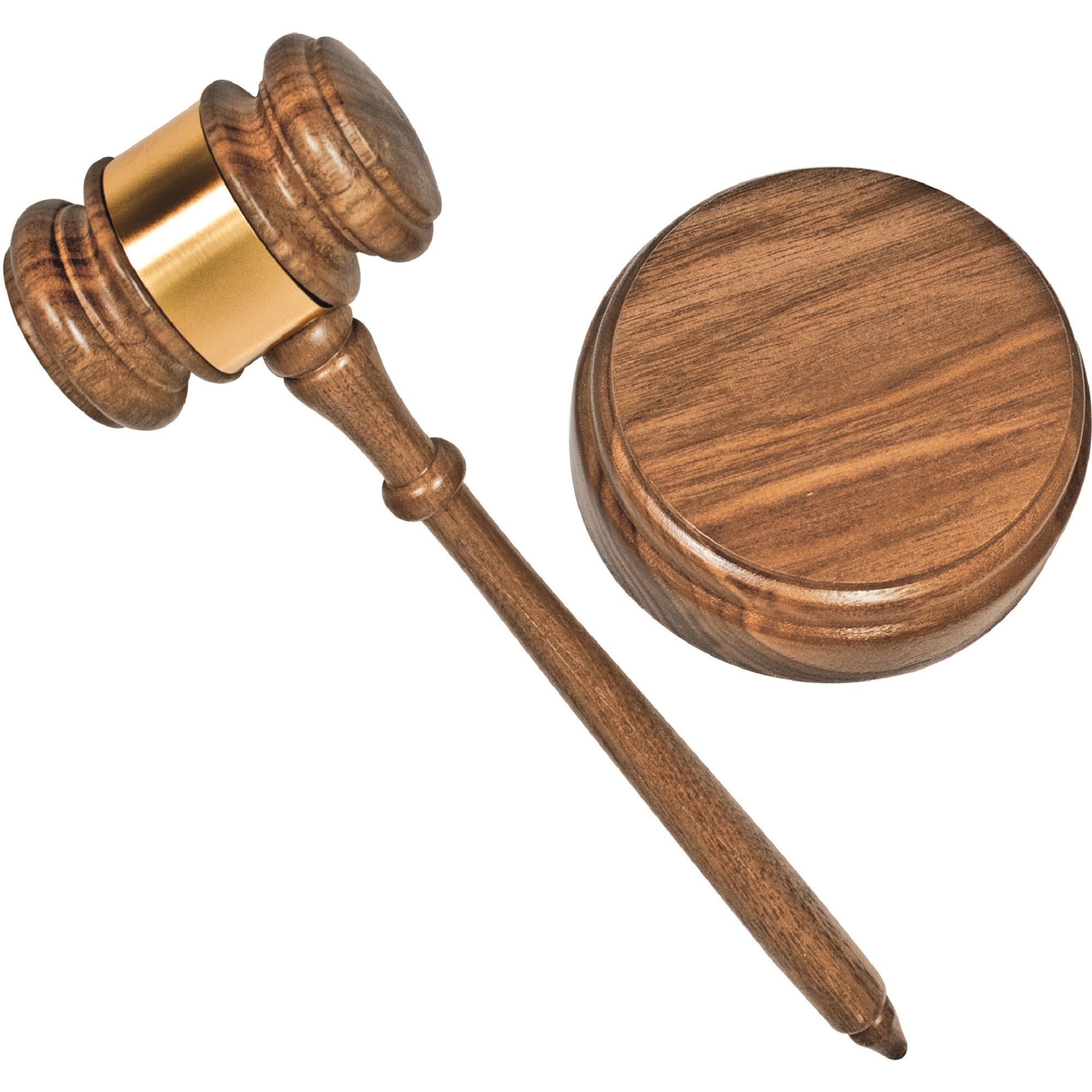 Advantus Gavel Set with Sound Block and Brass Band - Brass -