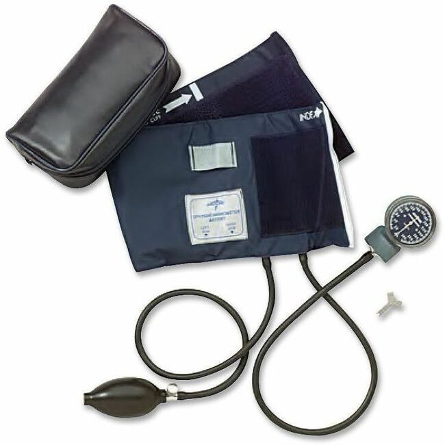 Medline Handheld Aneroid Sphygmomanometer - For Blood Pressure - Latex-free - Blue - Adult - Polyvinyl Chloride (PVC)