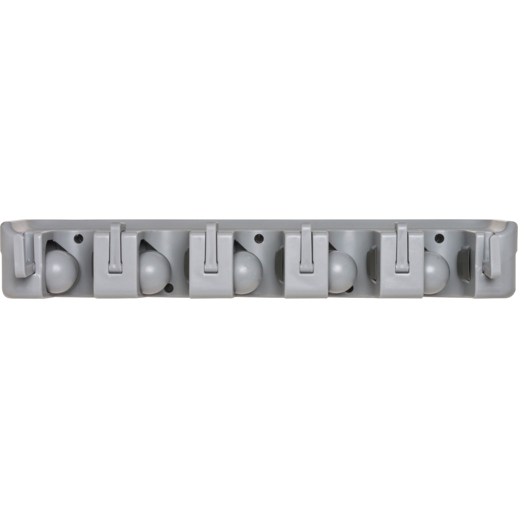 genuine-joe-cleaning-tool-wall-organizer-rack-5-x-broom-38-height-x-165-width-x-28-depth-handle-hanging-hook-sturdy-gray-abs-plastic-1-each_gjo12504 - 1