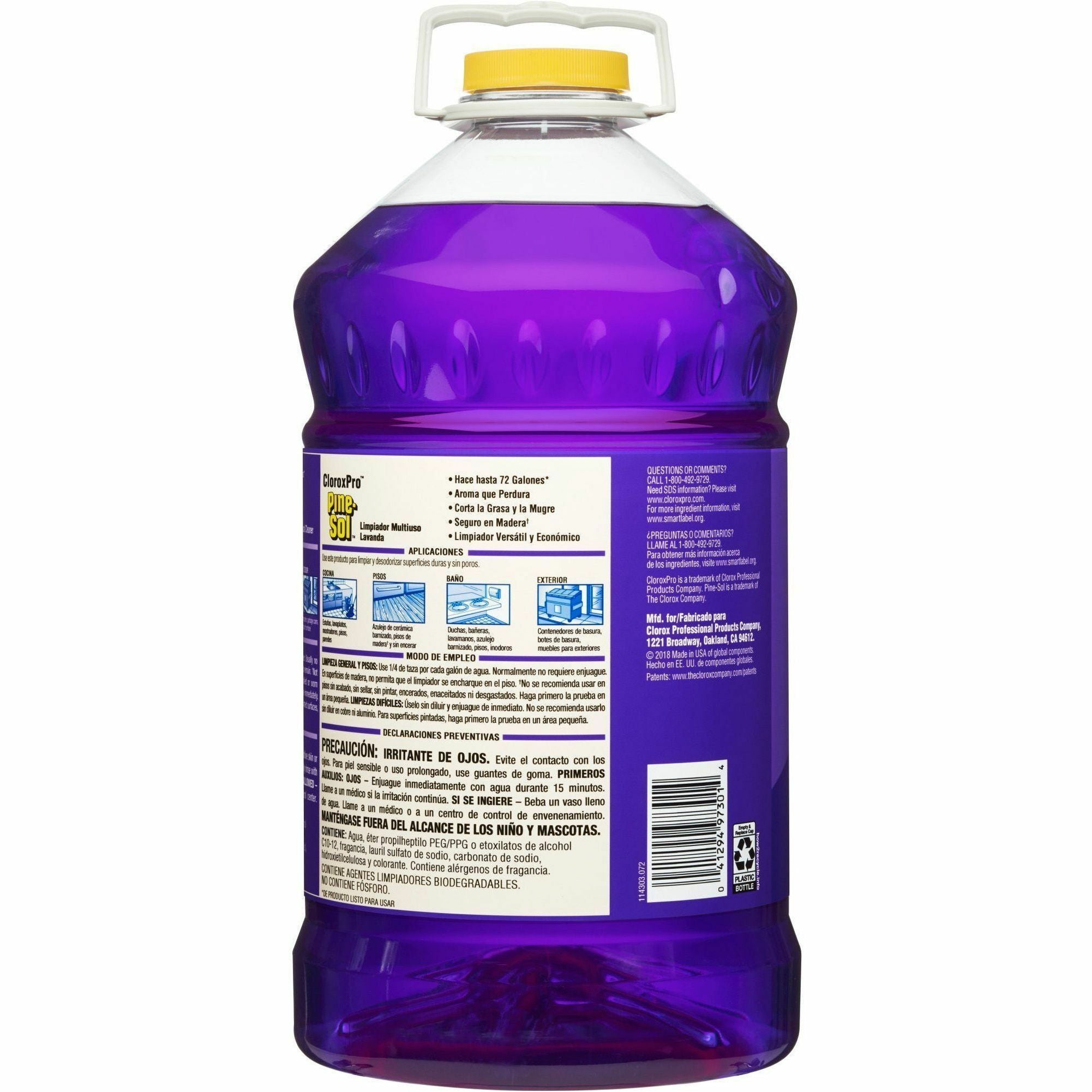 CloroxPro Pine-Sol All Purpose Cleaner - For Appliance, Countertop, Cabinet - Concentrate - 144 fl oz (4.5 quart) - Lavender Clean Scent - 3 / Carton - Purple -