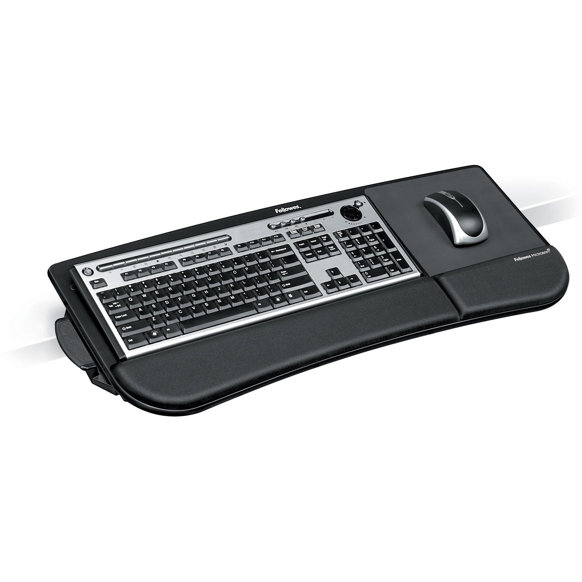 Fellowes Tilt 'n Slide Keyboard Manager - 3.4" Height x 11.5" Width x 29.3" Depth - Black - 1 -