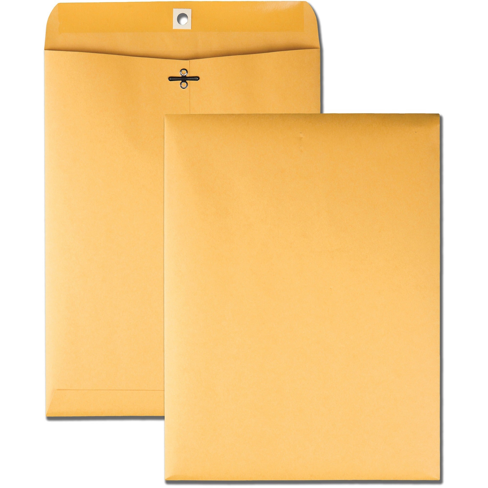 Business Source Kraft Envelopes - Clasp - #90 - 9" Width x 12" Length - 32 lb - Clasp - Kraft - 100 / Box - Brown Kraft -
