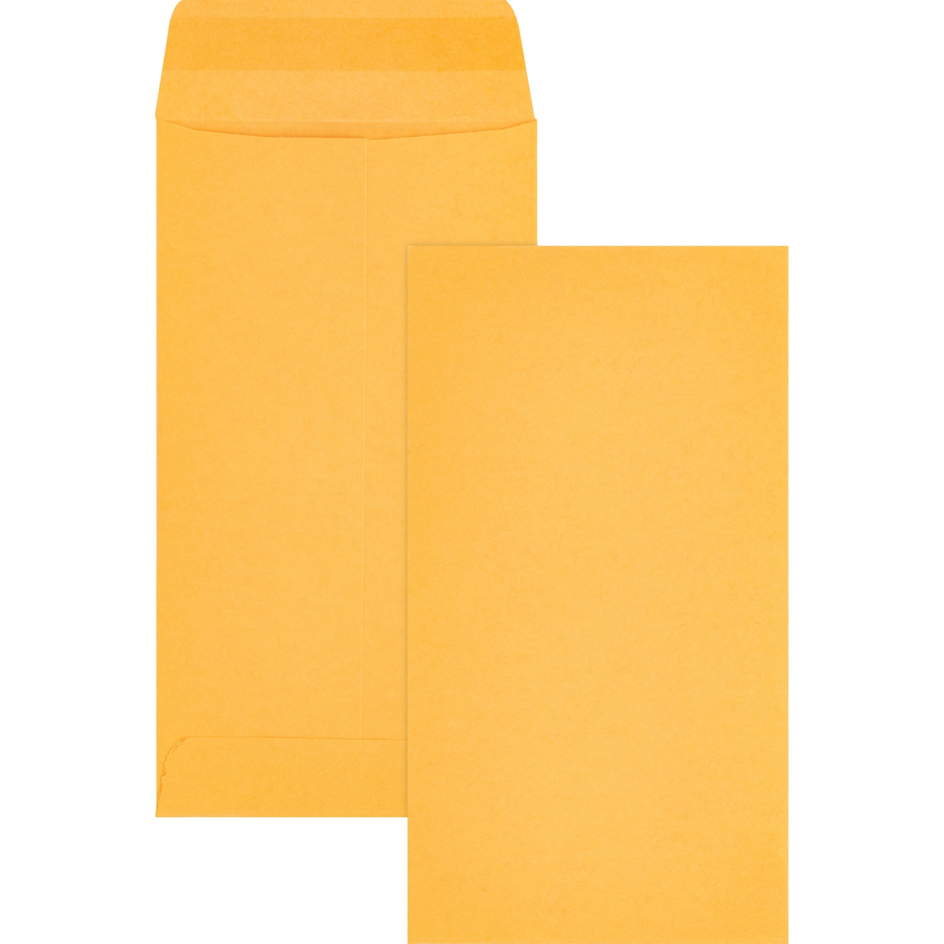 Business Source Little Coin No. 7 Kraft Envelopes - Coin - #7 - 3 1/2" Width x 6 1/2" Length - 28 lb - Gummed - Kraft - 500 / Box - Brown Kraft -