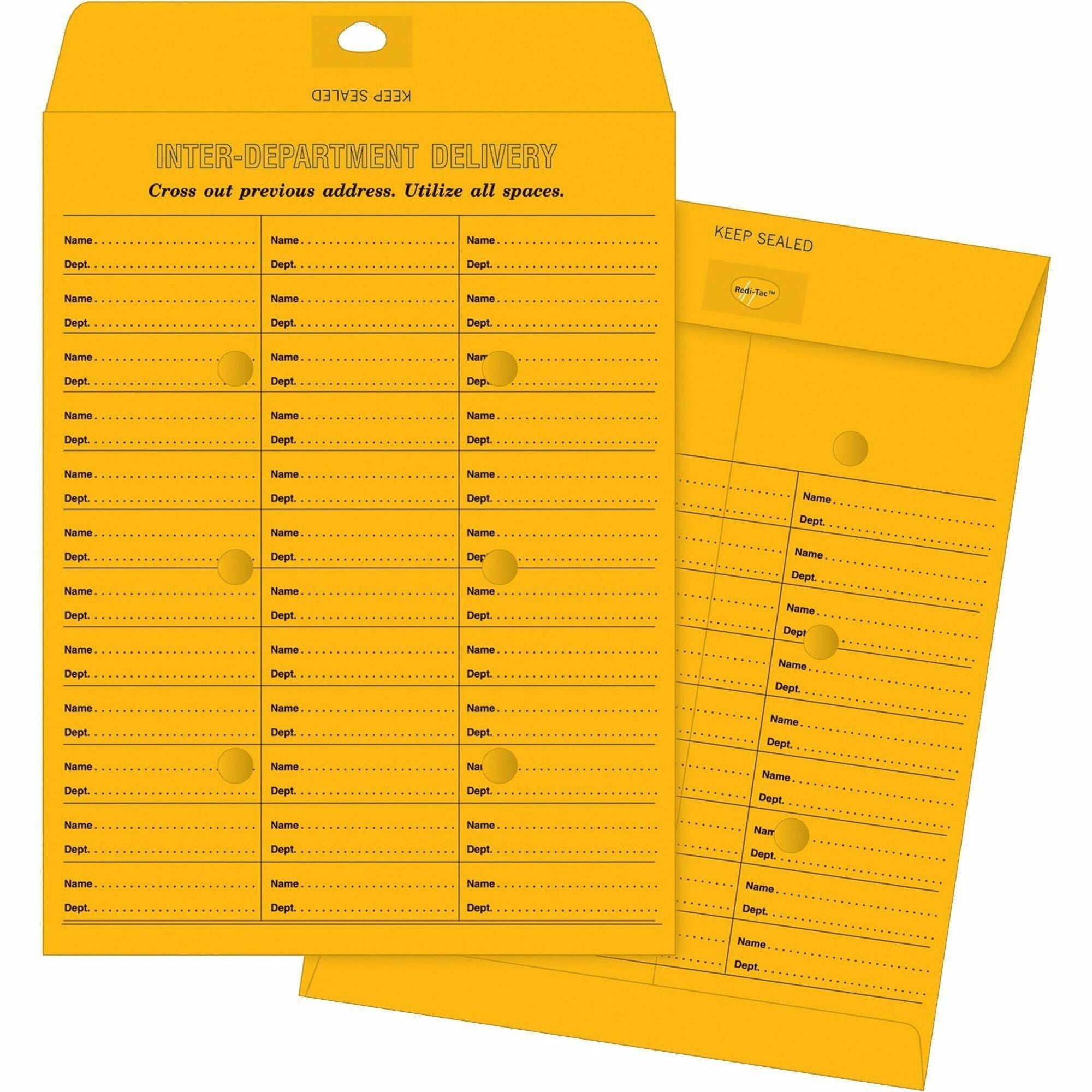 Business Source Interdepartmental Envelopes - Inter-department - #28 - 10" Width x 13" Length - 28 lb - Self-sealing - Kraft - 100 / Box - Brown Kraft -