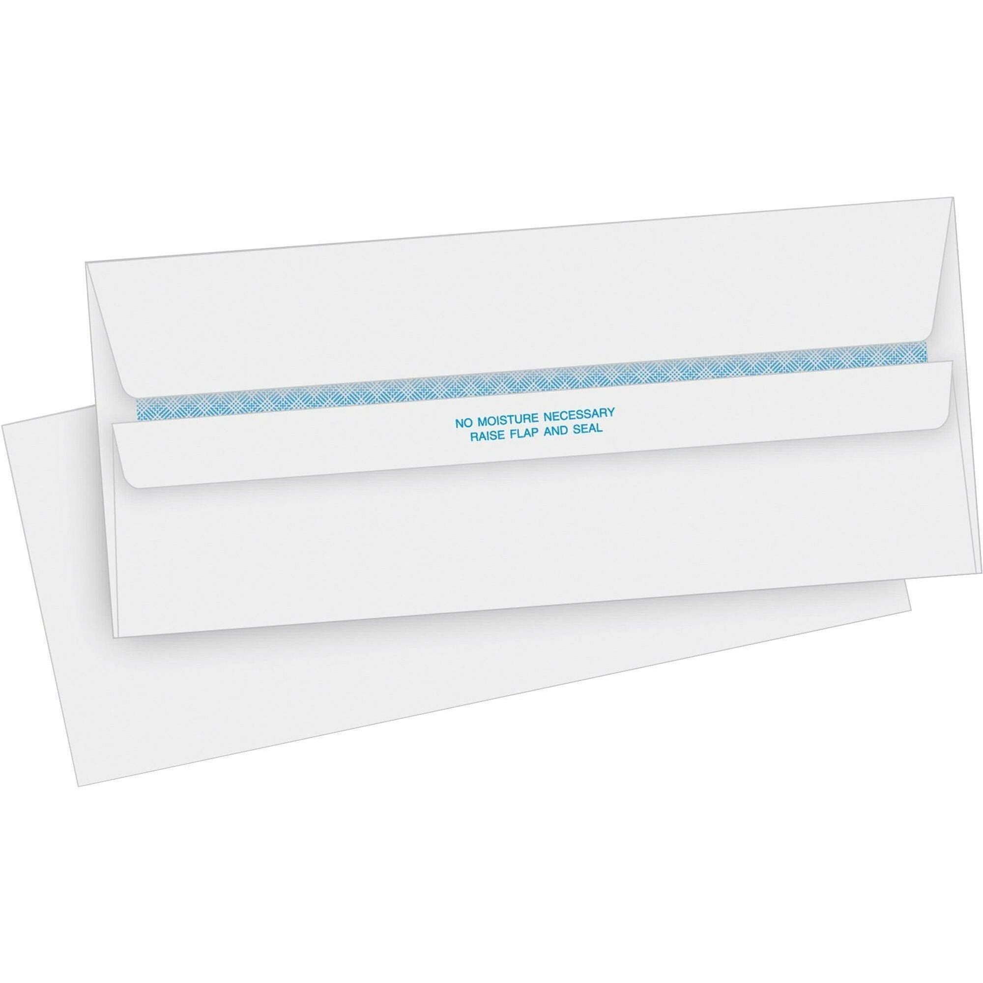 Business Source Regular Security Invoice Envelopes - Business - #10 - 4 1/8" Width x 9 1/2" Length - 24 lb - Self-sealing - 500 / Box - White -