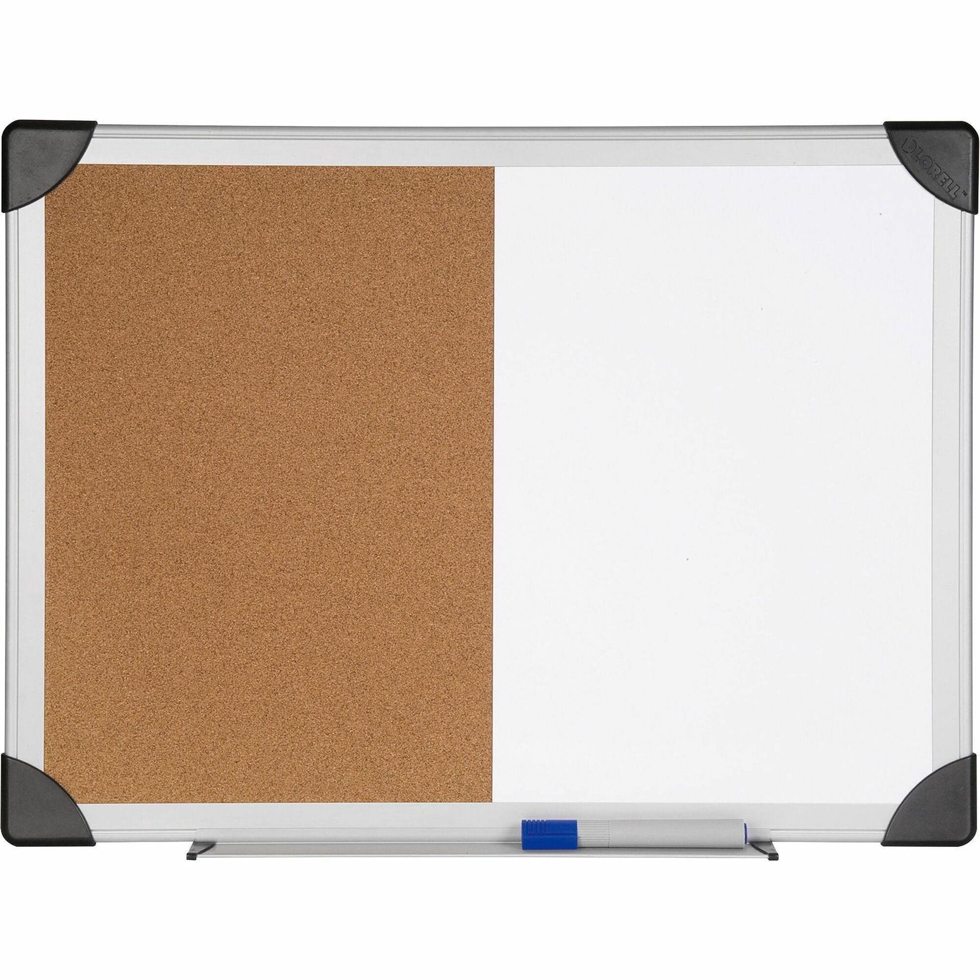 Lorell Combo Dry-Erase/Cork Board - 24" Height x 36" Width - Natural Cork Surface - Self-healing - Aluminum Frame - 1 Each -