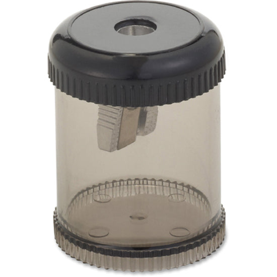 Integra Handheld 1-hole Pencil Sharpener Canister - Desktop, Handheld - 1 Hole(s) - Plastic, Aluminum - Smoke - 1 Each -