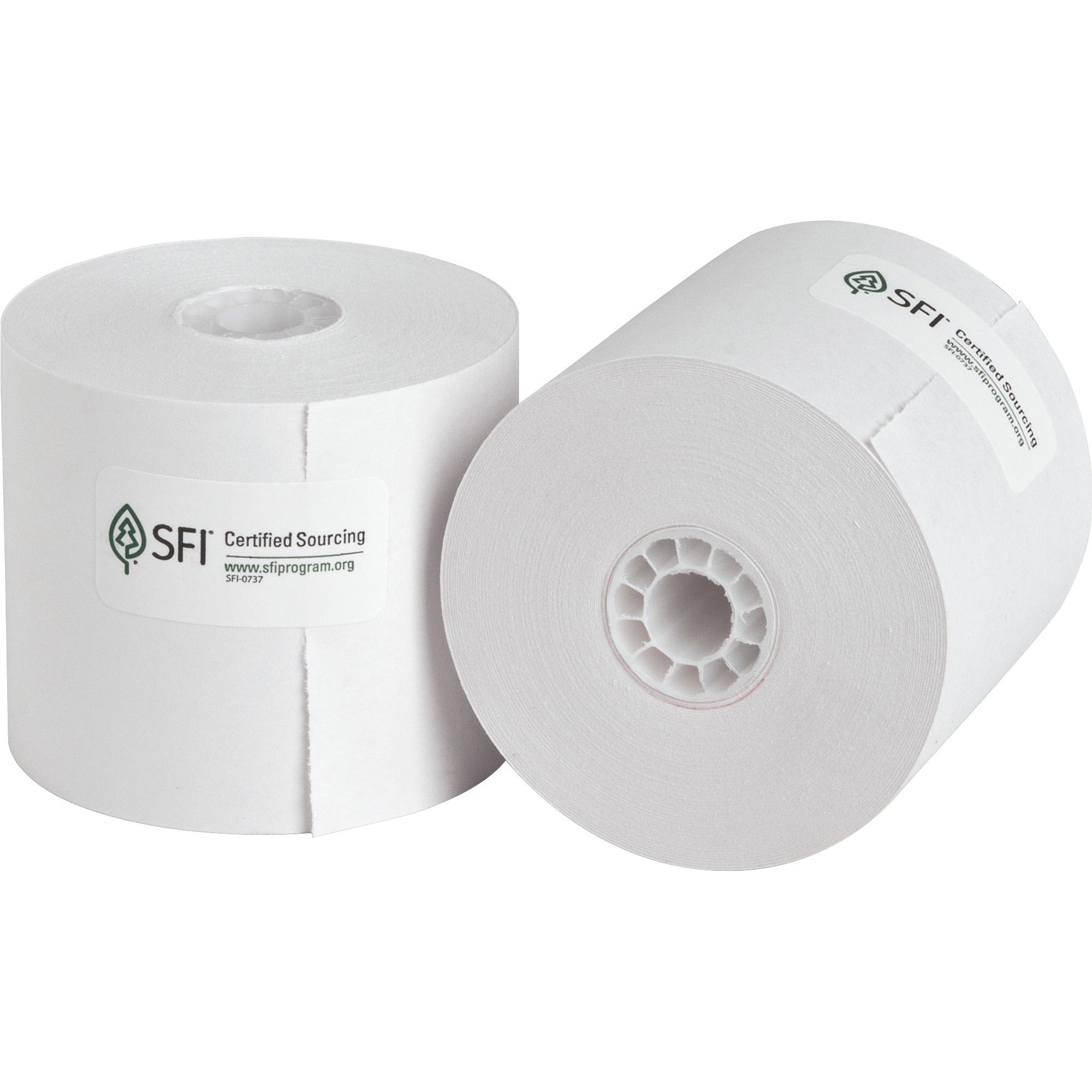 Business Source 1-Ply 126' Adding Machine Paper Rolls - 2 1/4" x 126 ft - 100 / Carton - Sustainable Forestry Initiative (SFI) - Lint-free - White -