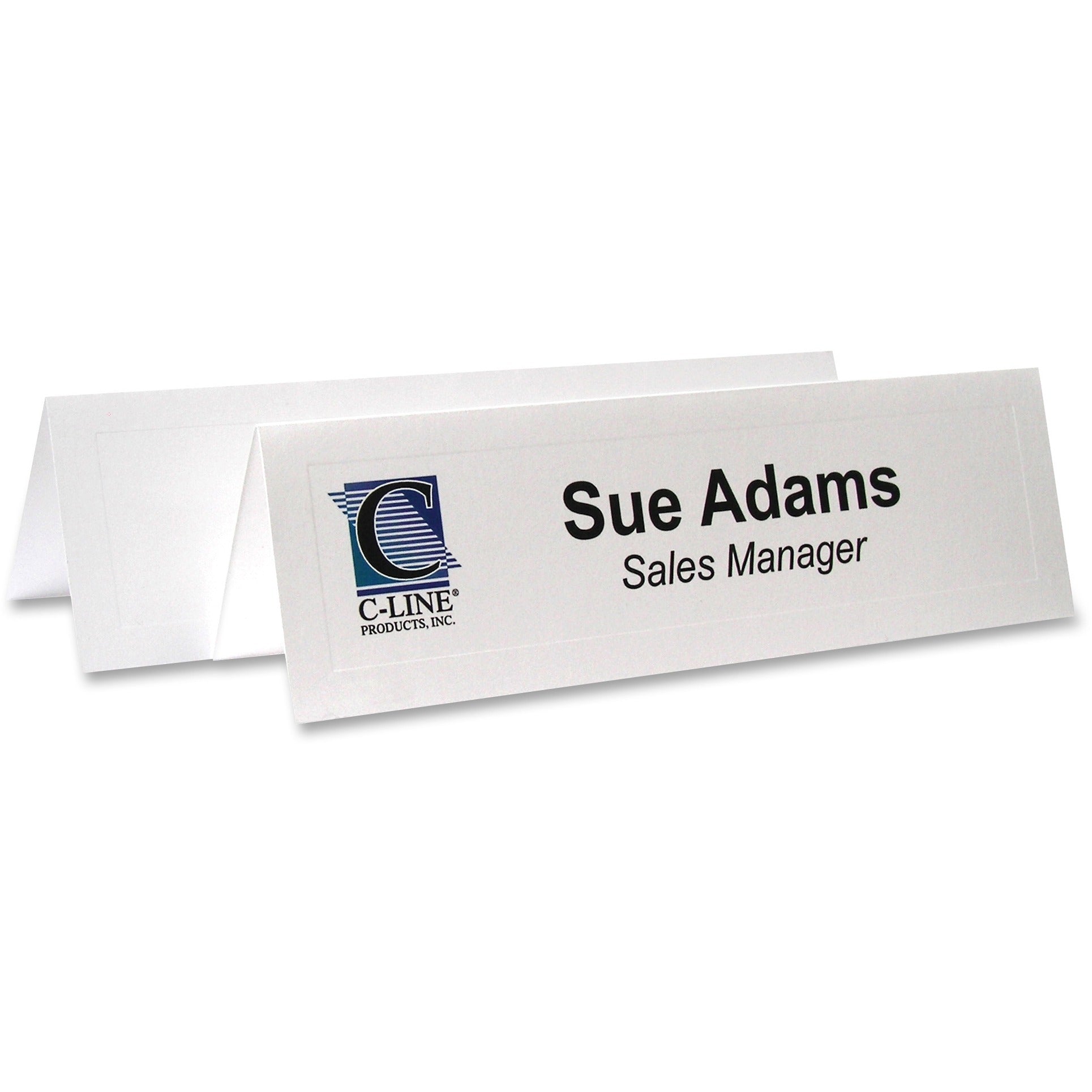 C-Line Embossed Cardstock Name Tents - Letter - 8 1/2" x 11" - 100 / Box - White -