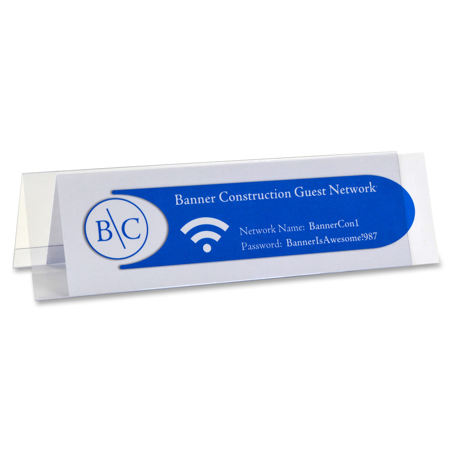 C-Line Heavyweight Rigid Plastic Name Tent Holder - Medium Size, 2-1/2 x 8-1/2, 25/BX, 87597 -