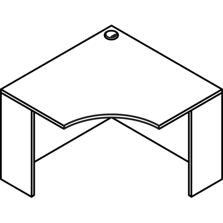 Lorell Essentials Series Corner Desk - 41.4" x 41.4" x 29.5" - Finish: Laminate, Mahogany - Leveling Glide -