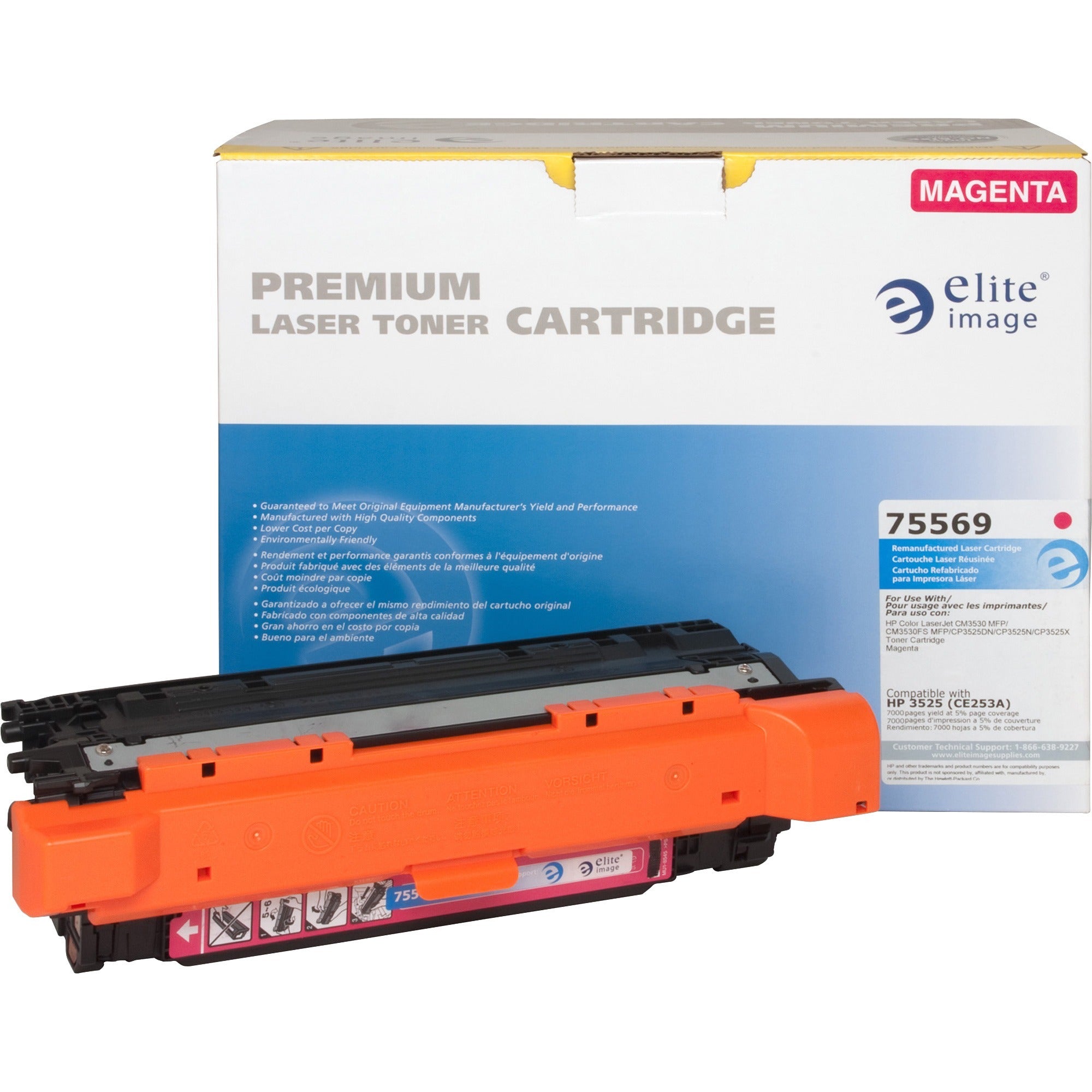 Elite Image Remanufactured Laser Toner Cartridge - Alternative for HP 504A (CE253A) - Magenta - 1 Each - 7000 Pages - 1