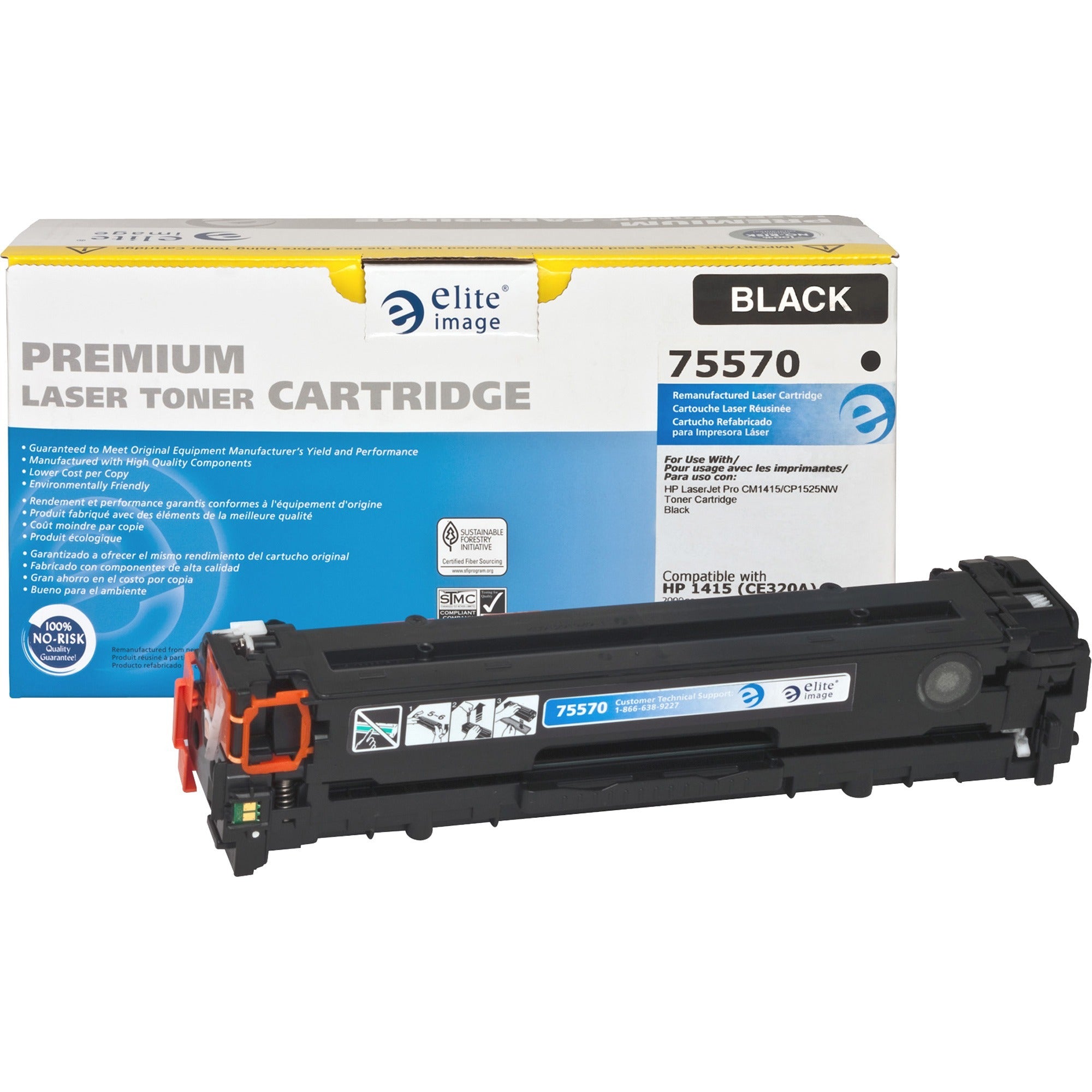 Elite Image Remanufactured Laser Toner Cartridge - Alternative for HP 128A (CE320A) - Black - 1 Each - 2000 Pages - 1