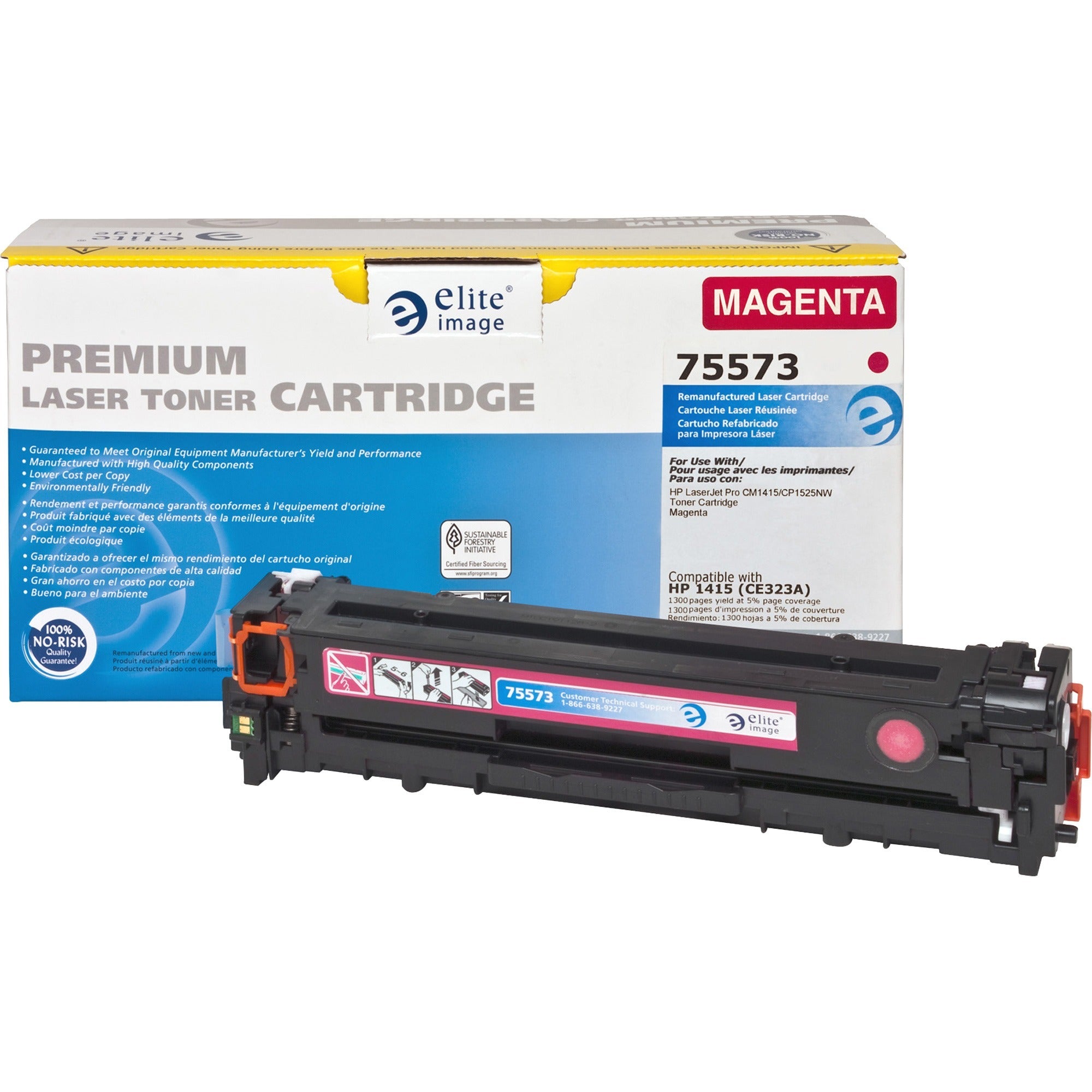 Elite Image Remanufactured Laser Toner Cartridge - Alternative for HP 128A (CE323A) - Magenta - 1 Each - 1300 Pages - 1