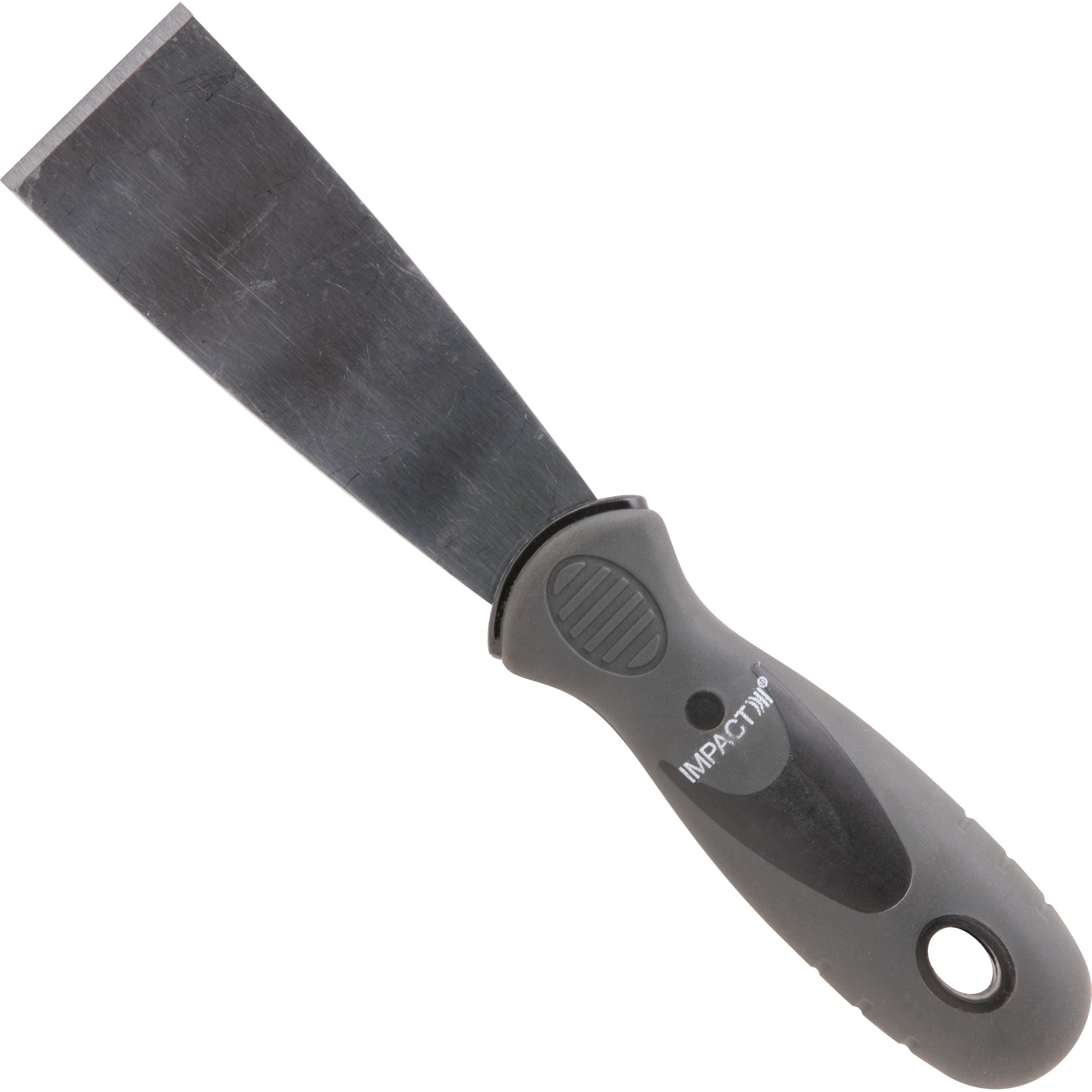 Impact Stiff Putty Knife - 1.50" Stainless Steel Blade - Polypropylene Handle - Hanging Hole, Ergonomic Handle, Chemical Resistant, Rust Resistant, Solvent Proof, Heavy Duty, Durable - Silver - 1Each -