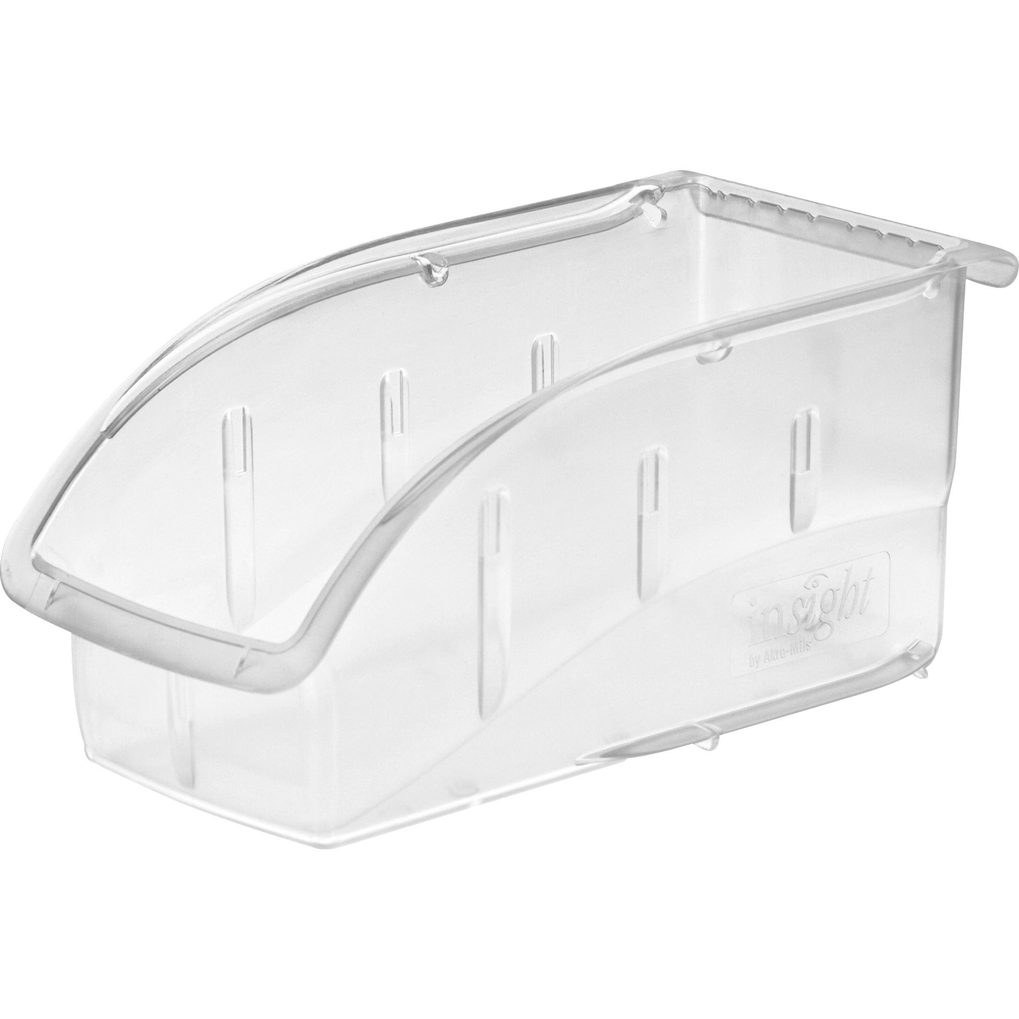 Akro-Mils Insight Ultra Clear Bin - Internal Dimensions: 9.44" Length x 4.13" Width x 4.44" Height - External Dimensions: 10.9" Length x 5.5" Width x 5.3" Height - 25 lb - Stackable - Polycarbonate - Clear - For Multipurpose - 1 Each -