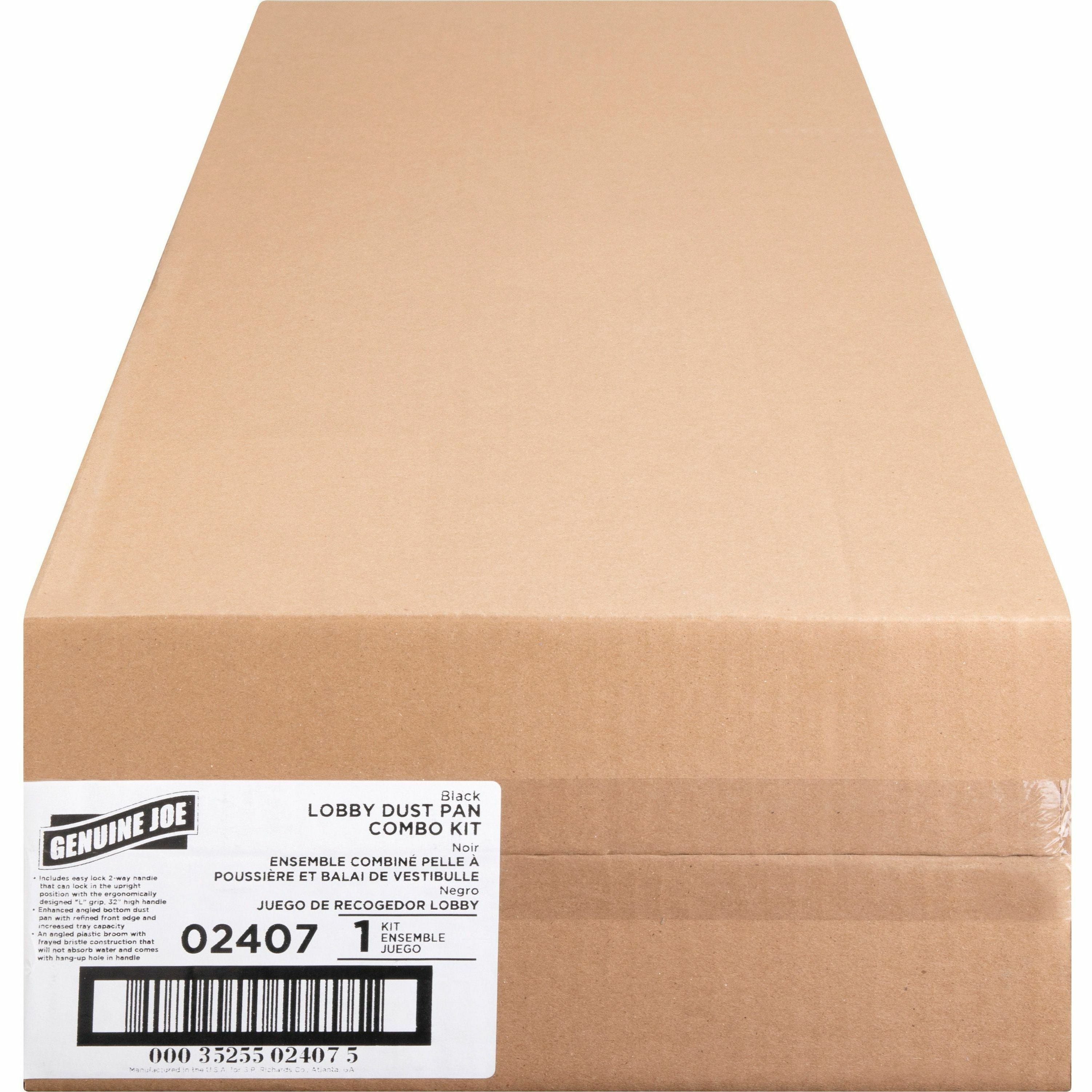Genuine Joe Plastic Lobby Dust Pan Combo Kit - 1 / Kit -