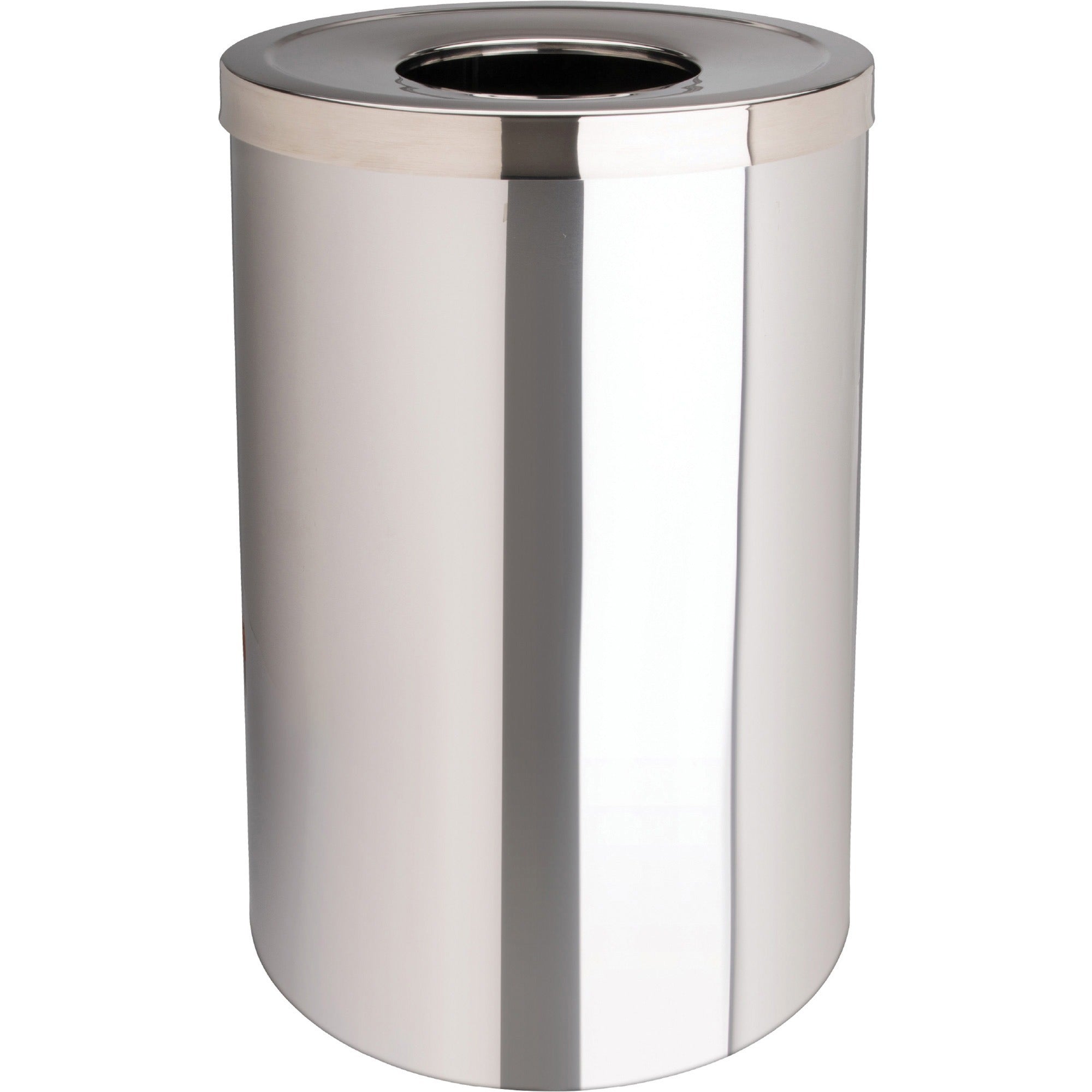 Genuine Joe 30 Gallon Stainless Steel Trash Receptacle - 30 gal Capacity - Durable, Heavy Duty - 31.5" Height x 20" Diameter - Stainless Steel - Silver - 1 Each - 1