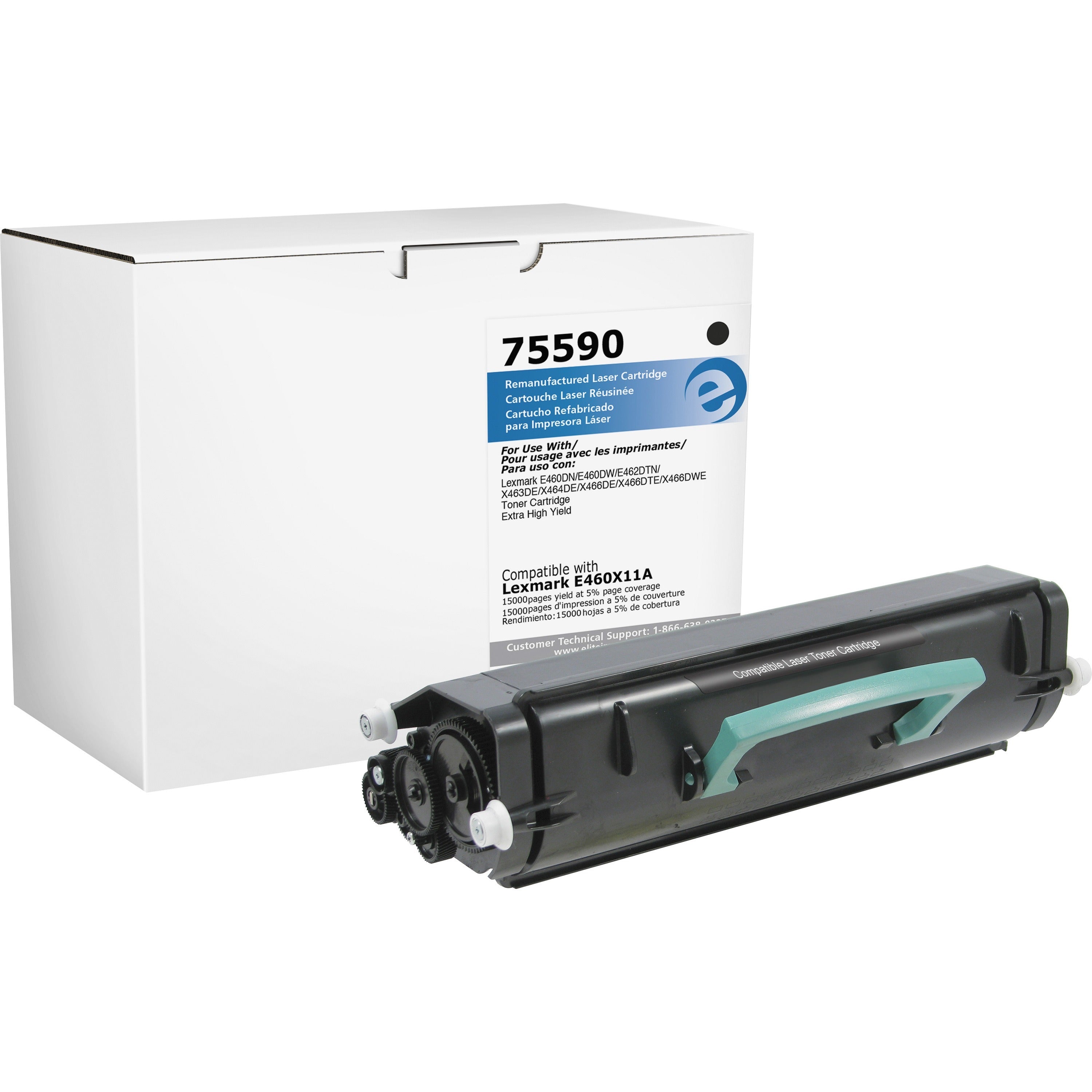 Elite Image Remanufactured Toner Cartridge - Alternative for Lexmark (E460X11A) - Laser - 15000 Pages - Black - 1 Each - 1