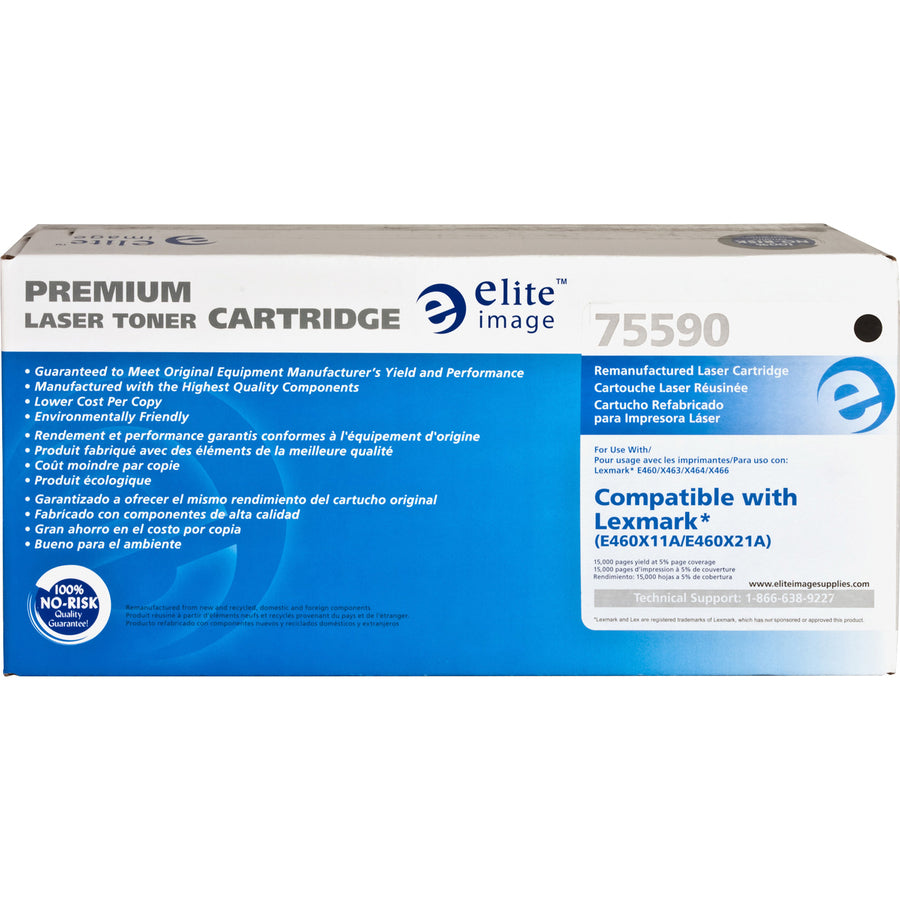 Elite Image Remanufactured Toner Cartridge - Alternative for Lexmark (E460X11A) - Laser - 15000 Pages - Black - 1 Each - 3