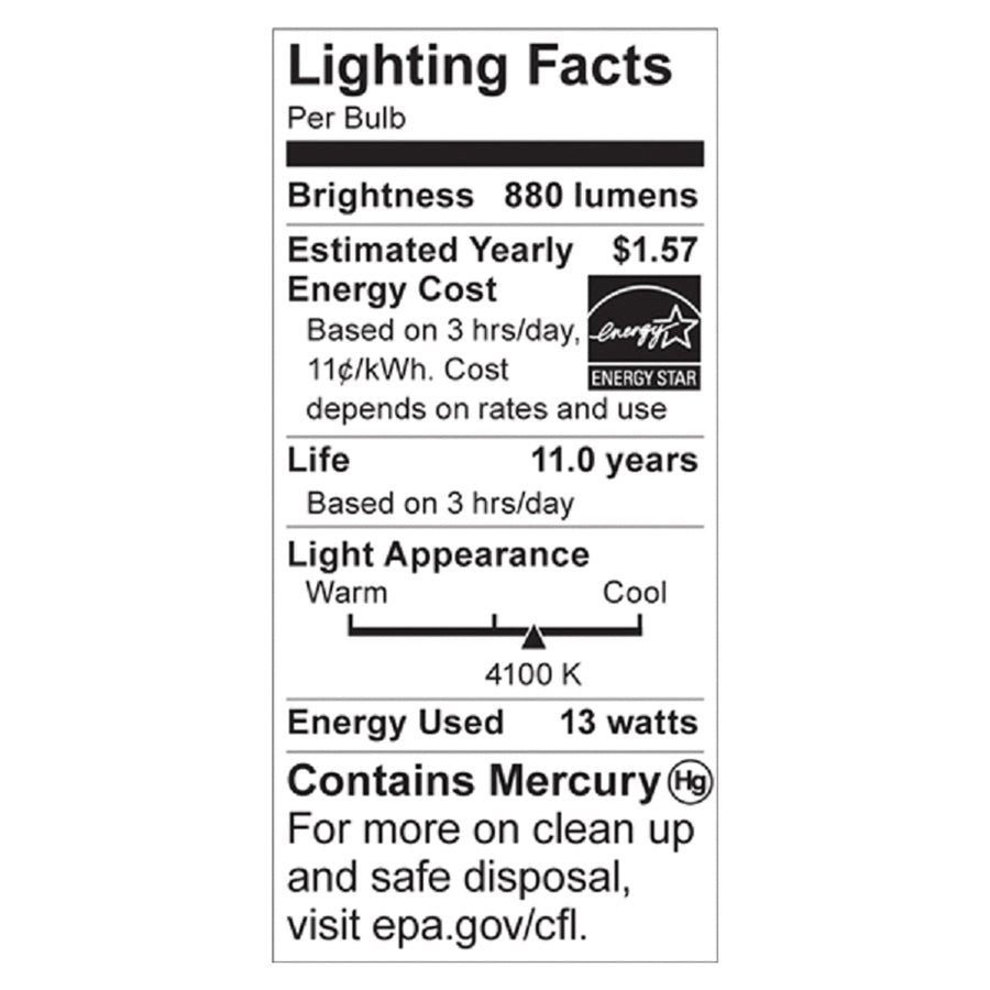 Satco T2 13-watt Mini Spiral CFL Bulb - 13 W - 60 W Incandescent Equivalent Wattage - 120 V AC - 900 lm - Spiral - T2 Size - Cool White Light Color - E26 Base - 12000 Hour - 6920.3degF (3826.8degC) Color Temperature - 82 CRI - Energy Saver - 1 Ea -