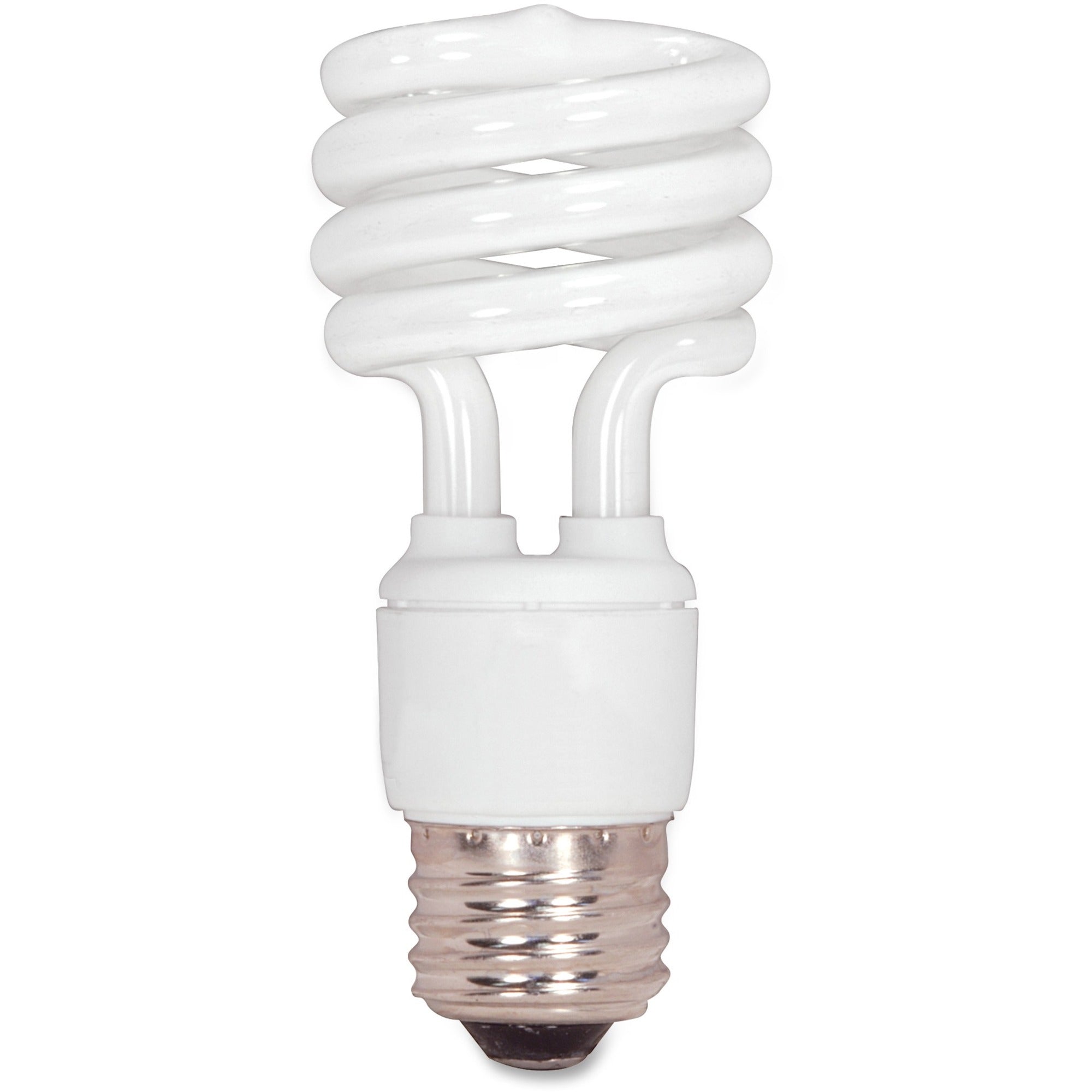 Satco T2 13-watt Mini Spiral CFL Bulb - 13 W - 60 W Incandescent Equivalent Wattage - 120 V AC - 900 lm - Spiral - T2 Size - Cool White Light Color - E26 Base - 12000 Hour - 6920.3degF (3826.8degC) Color Temperature - 82 CRI - Energy Saver - 1 Ea -