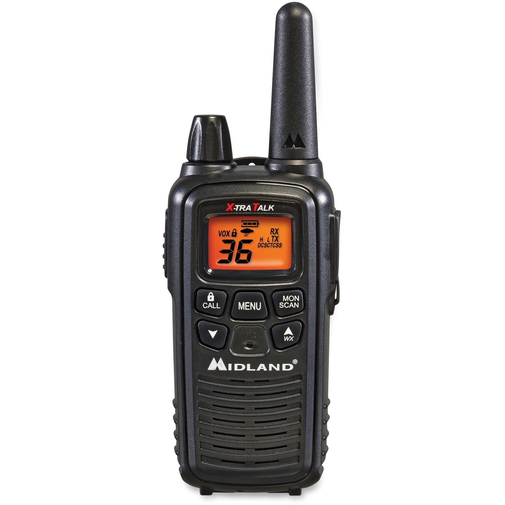 Midland LXT600VP3 Two-Way Radio - 36 Radio Channels - 22 GMRS/FRS - Upto 158400 ft - 121 Total Privacy Codes - Hands-free, Silent Operation - Water Resistant - Black - 2 Each -