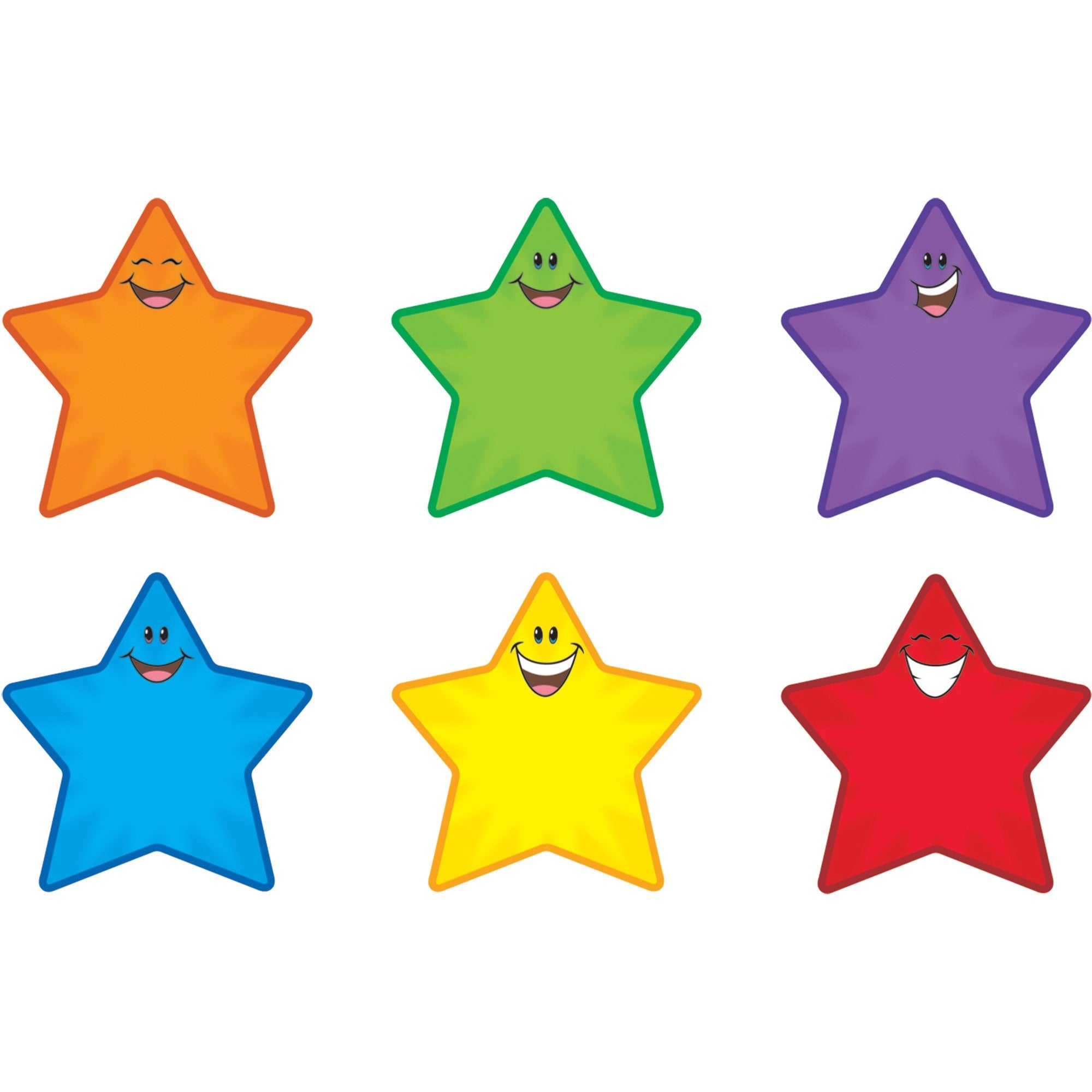 Trend Smiling Stars Accents - 36 x Smiley Star Shape - Precut - 5.50" Height - Assorted - 36 / Pack -