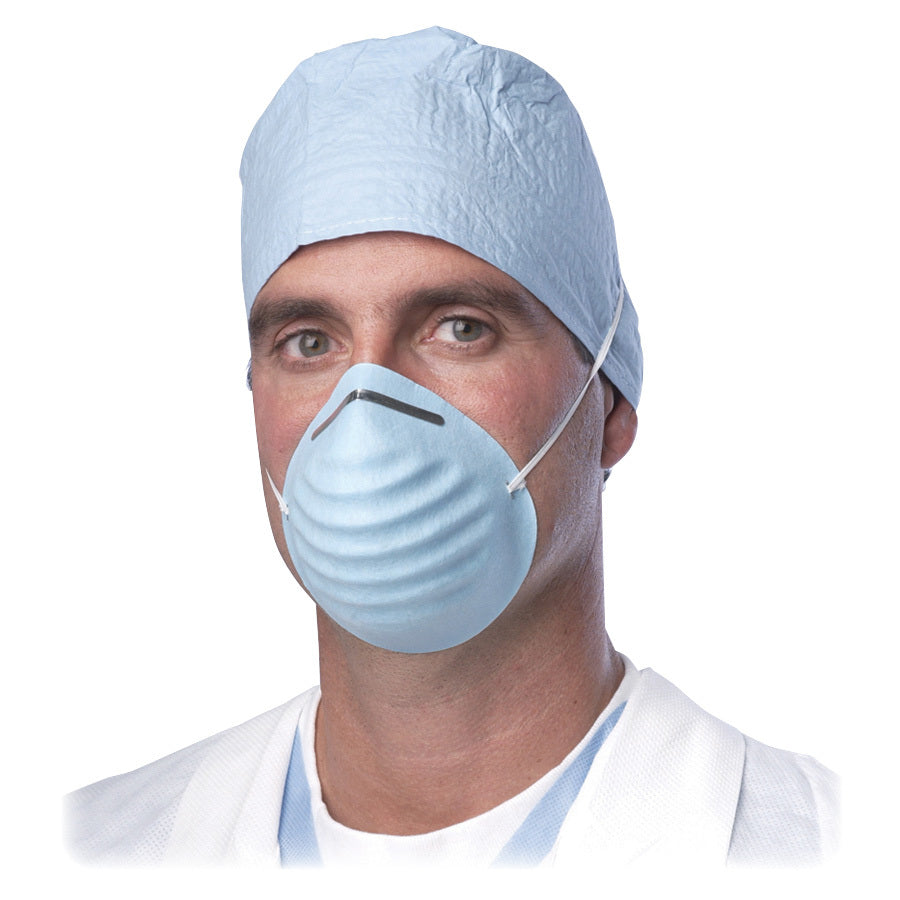 Medline Cone-style Face Mask - Blue - Latex-free, Fluid Resistant, Rounded Edge - 50 / Box -