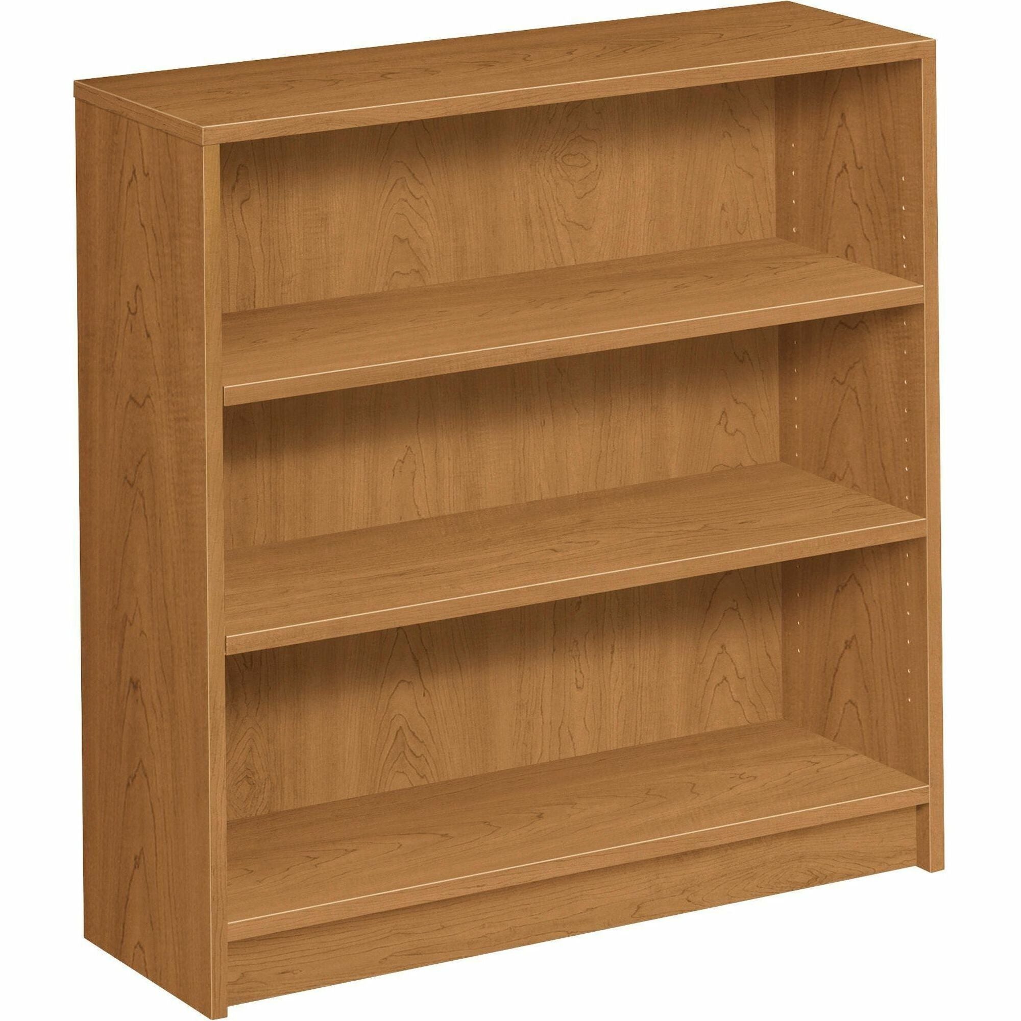 HON 1870 Series Bookcase 36"W - 3 Shelf(ves) - 36.1" Height x 36" Width x 11.5" DepthFloor - Durable, Sturdy, Square Corner, Abrasion Resistant, Adjustable, Stain Resistant, Scratch Resistant, Spill Resistant, Leveling Glide - Laminate - Harvest - Ha -