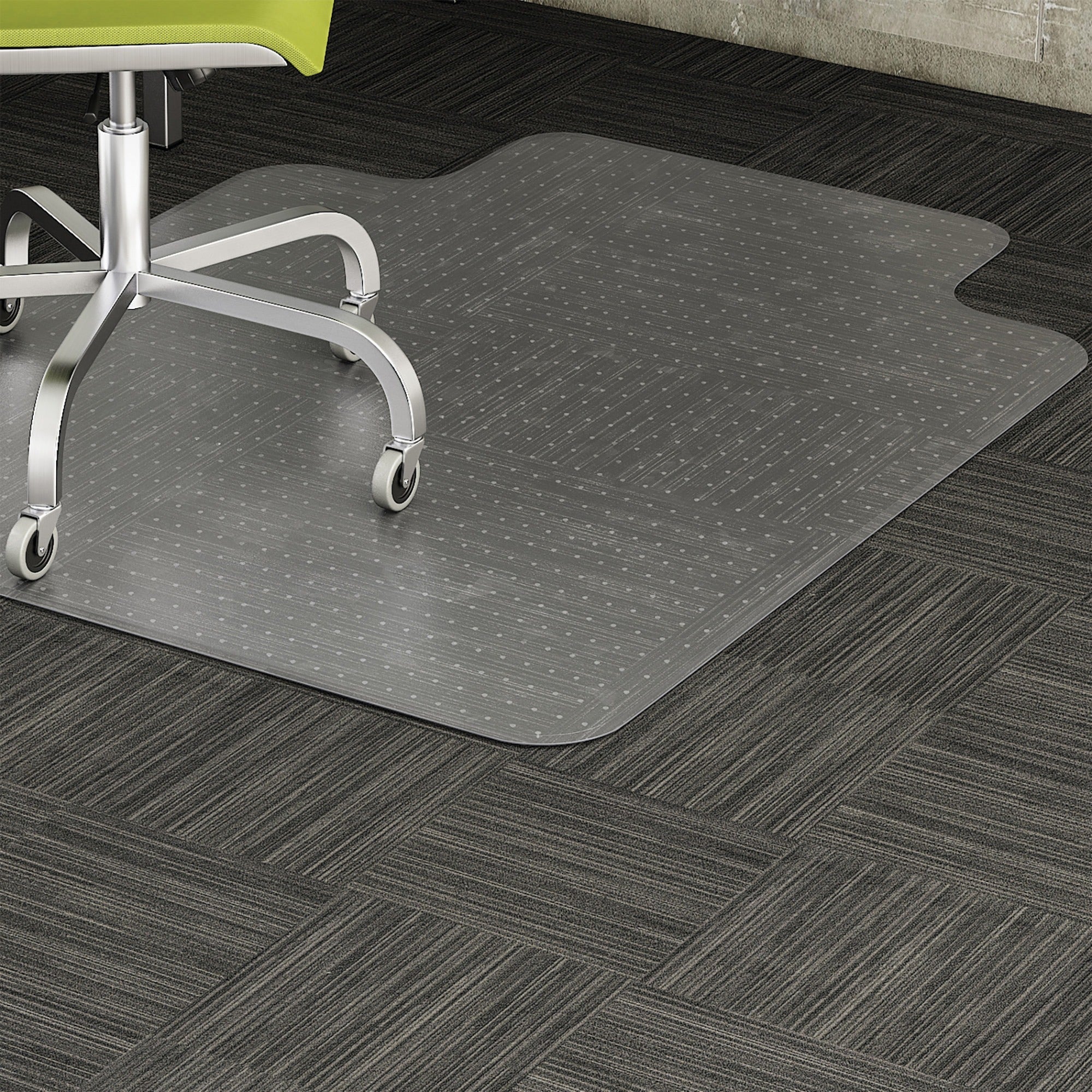 Lorell Standard Lip Low-pile Chairmat - Carpeted Floor - 48" Length x 36" Width x 0.112" Thickness - Lip Size 10" Length x 19" Width - Vinyl - Clear - 1Each -