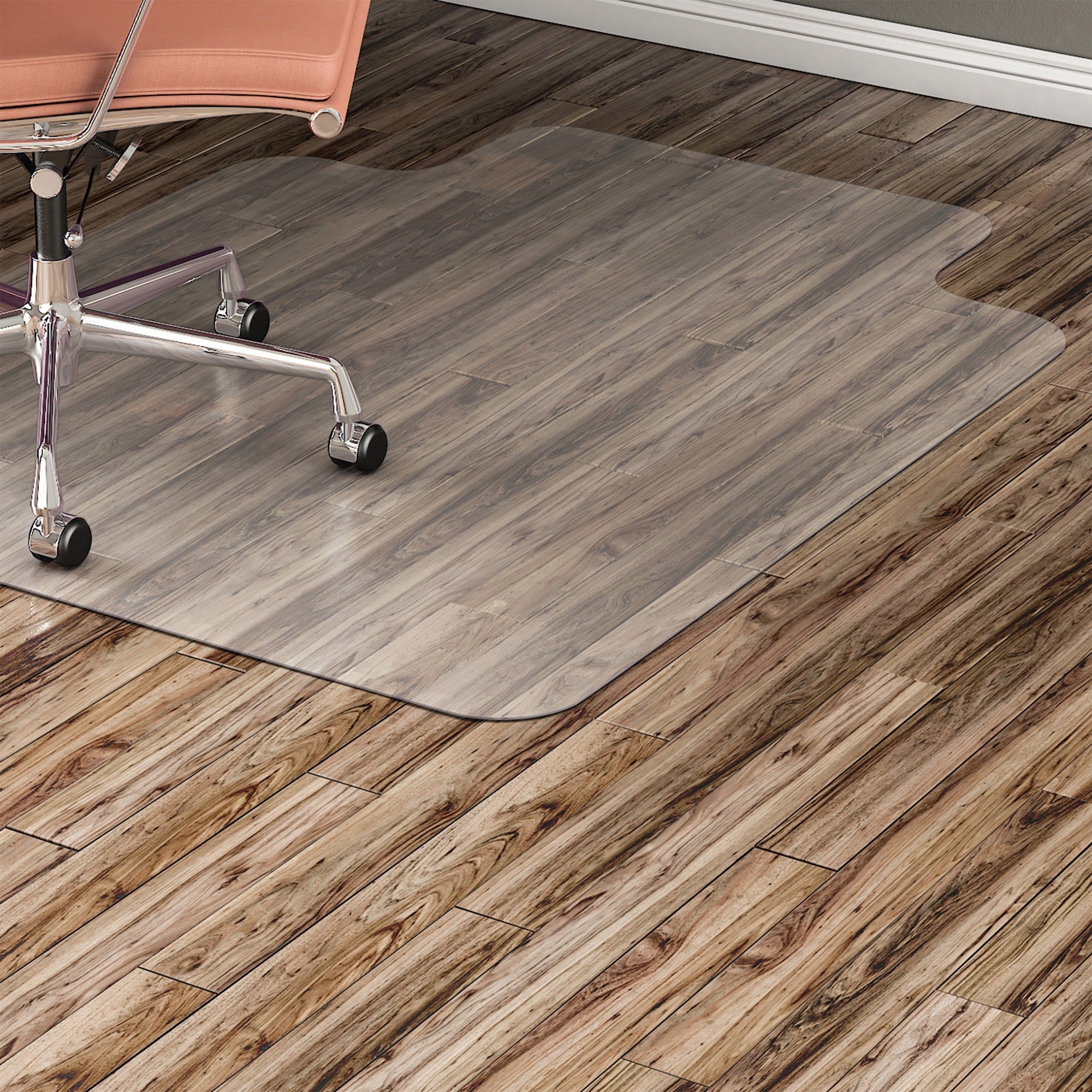 Lorell Nonstudded Wide Lip Chairmat - Tile Floor, Vinyl Floor, Hardwood Floor - 53" Length x 45" Width x 0.060" Thickness - Lip Size 12" Length x 25" Width - Vinyl - Clear - 1Each -