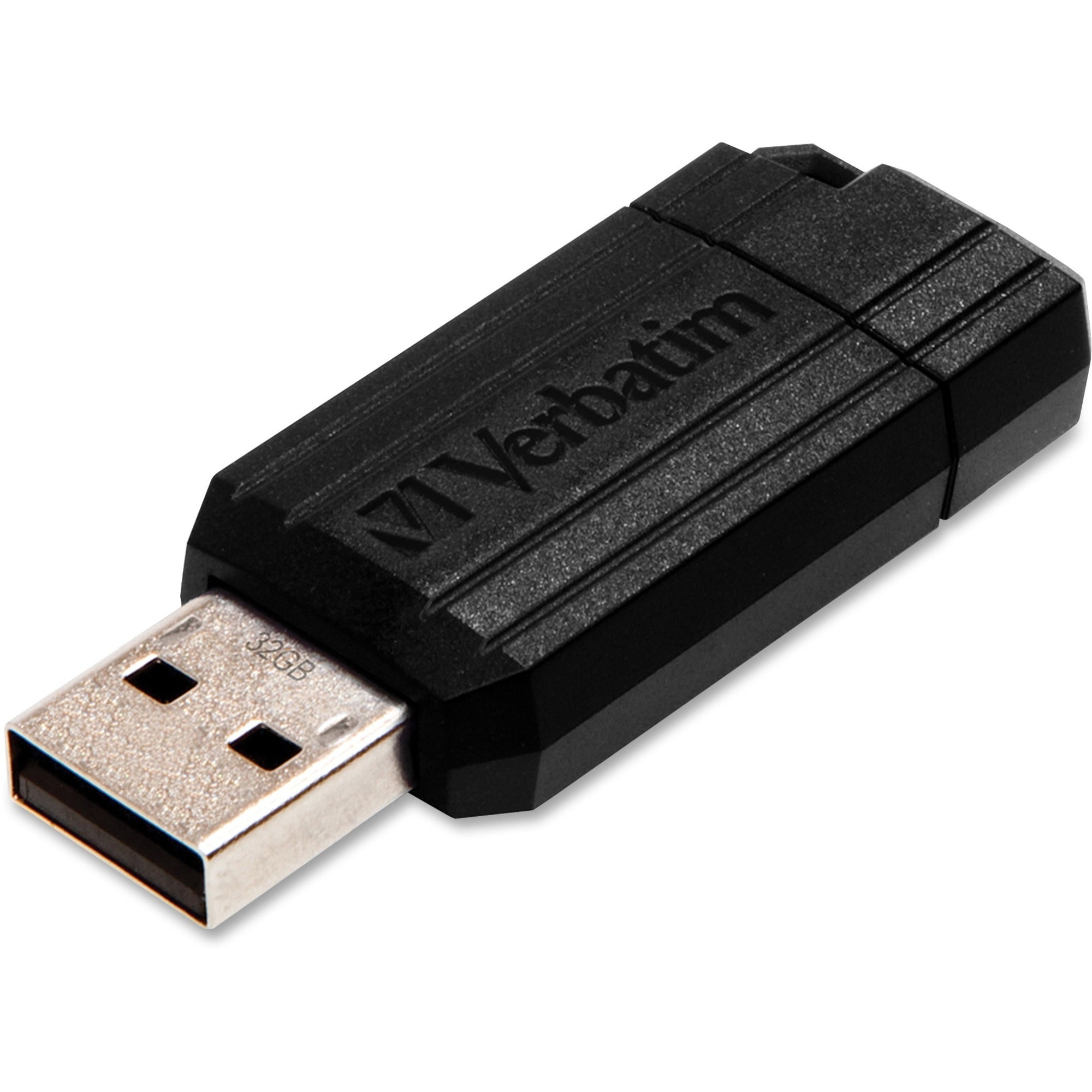 32GB PinStripe USB Flash Drive - Black - 32 GB - Black -