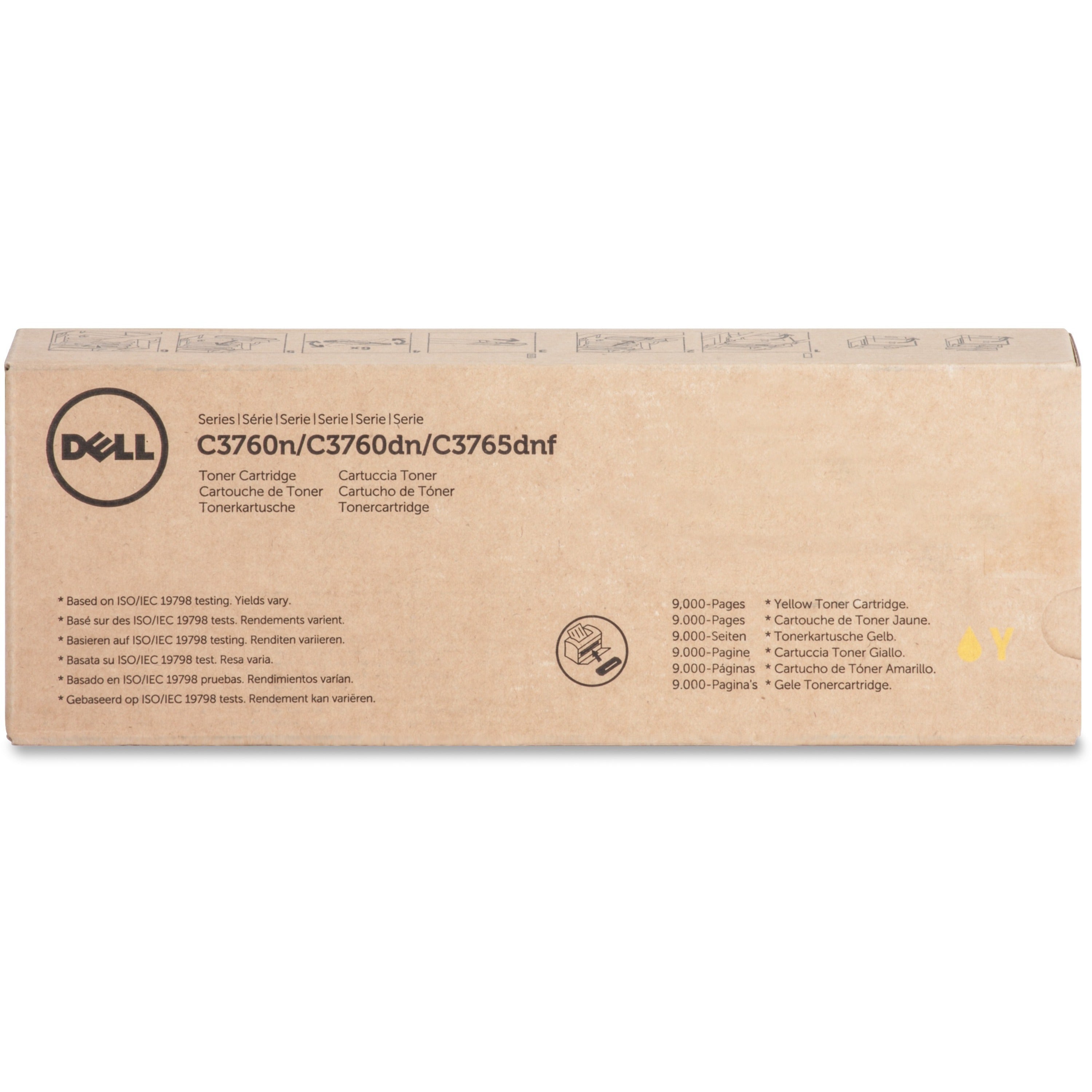 Dell Original Laser Toner Cartridge - Yellow - 1 Each - 9000 Pages -