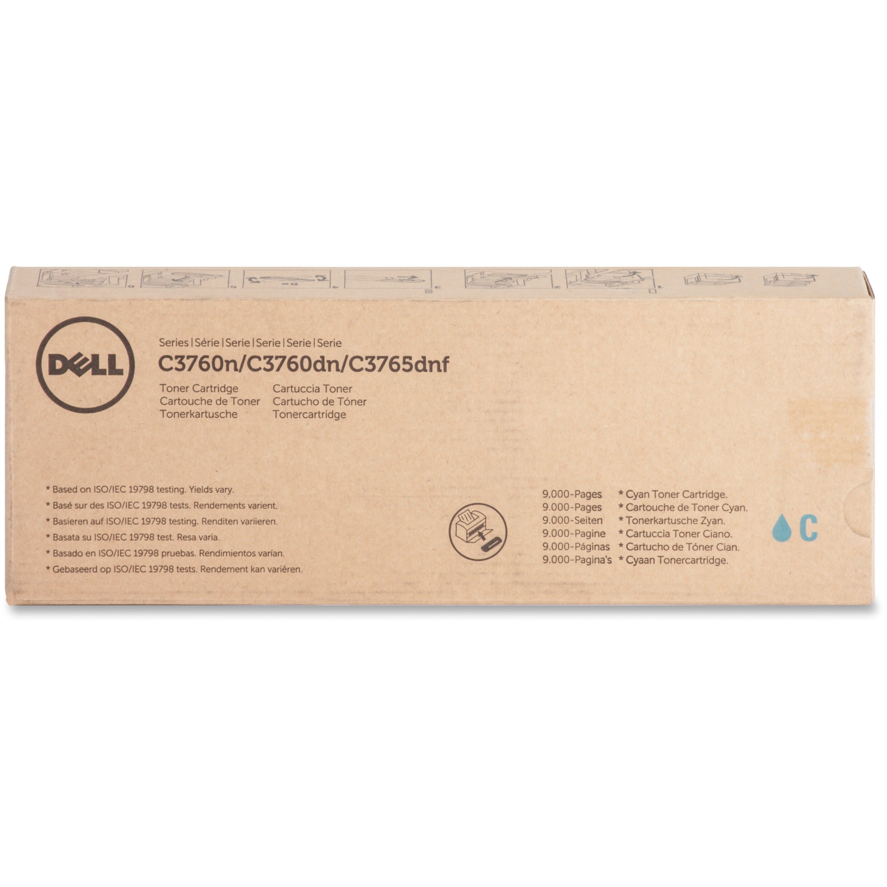 Dell Original Extra High Yield Laser Toner Cartridge - Cyan - 1 Each - 9000 Pages -
