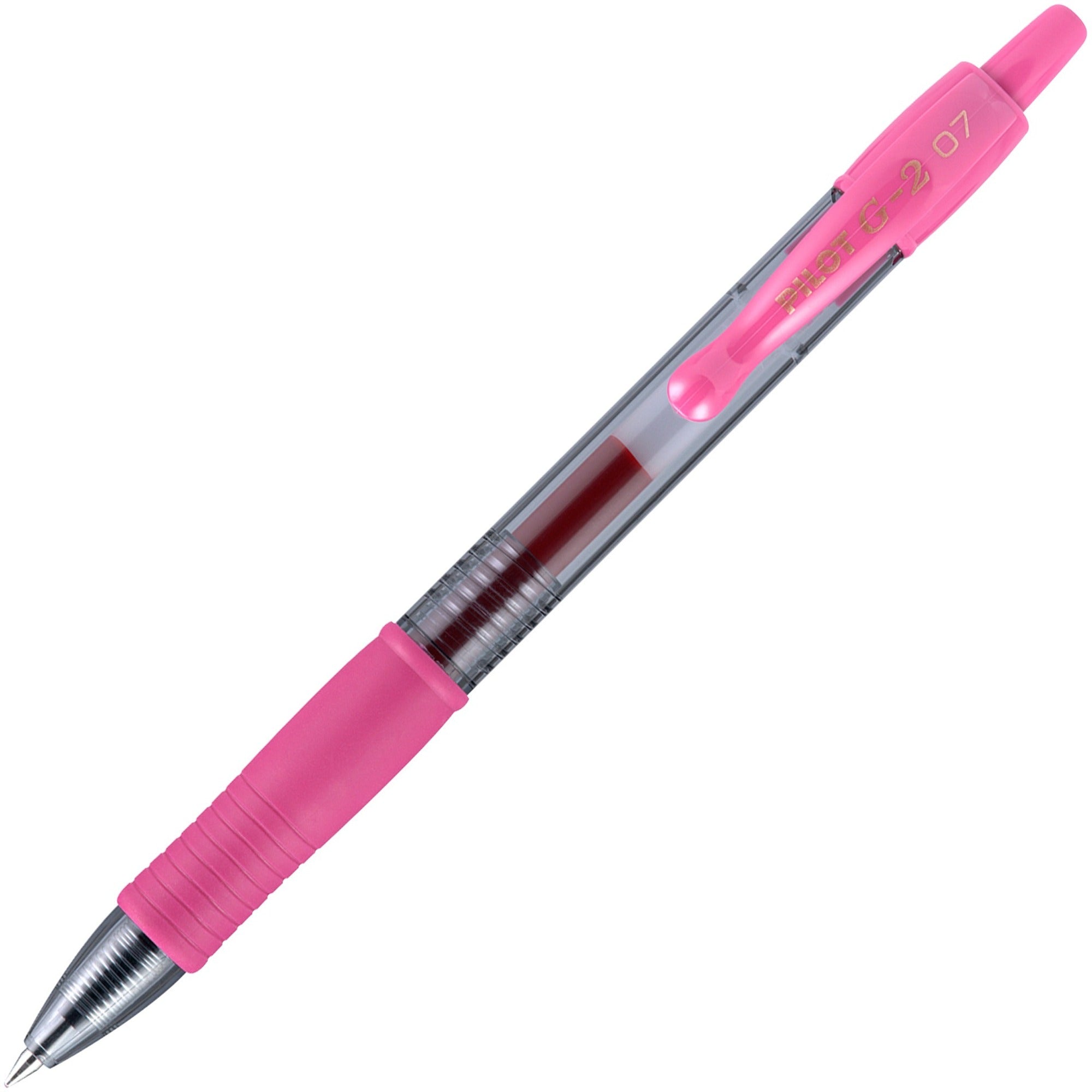 Pilot G2 -7 Retractable Gel Roller Pens - Fine Pen Point - 0.7 mm Pen Point Size - Refillable - Retractable - Pink Gel-based Ink - Translucent Barrel - 1 Dozen -